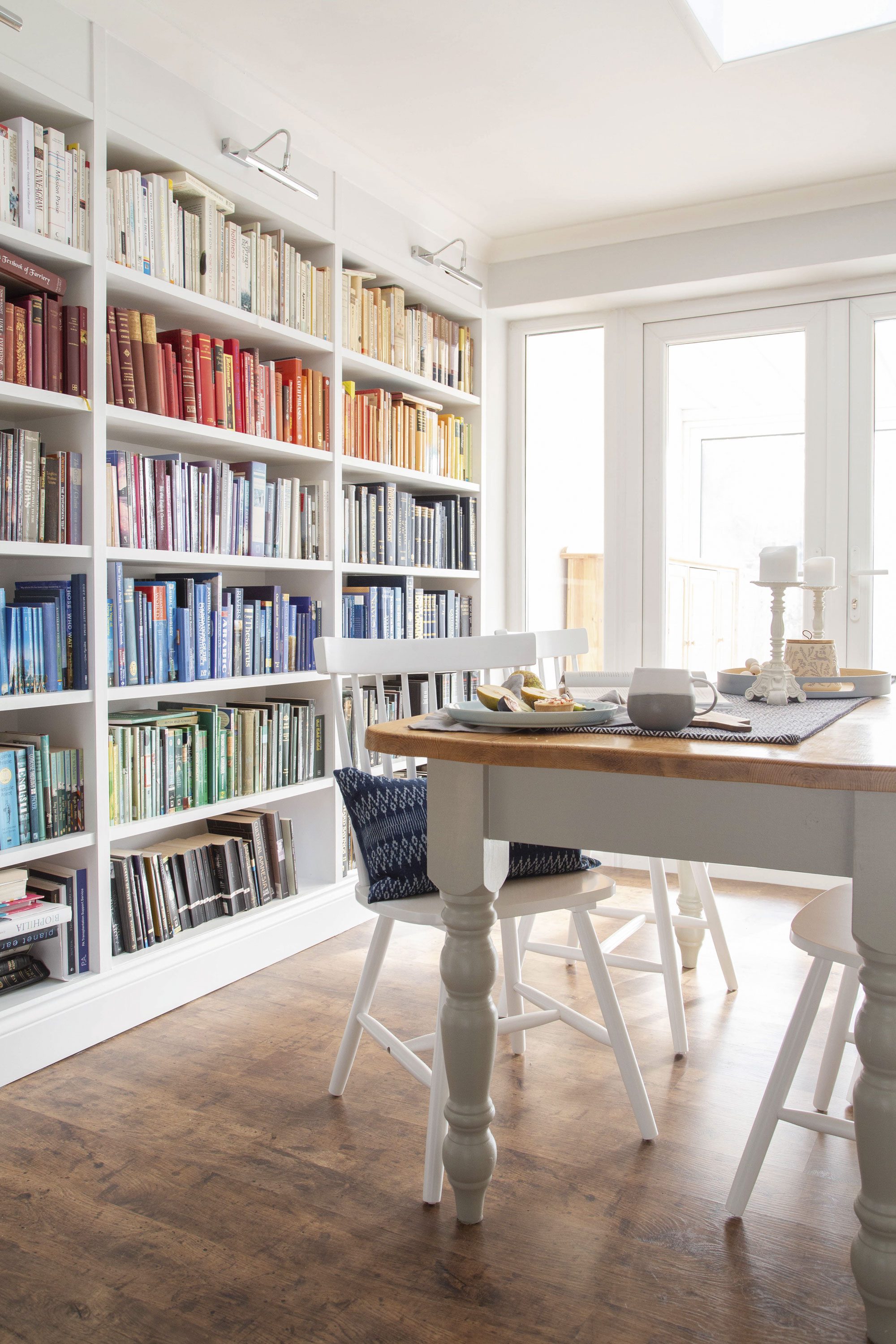 ‘The dining room had red and yellow wallpaper and sliding doors that barely opened,’ Ruth remembers. ‘We added a skylight, as it has a flat roof, which has made the room so much brighter! The dining table was an eBay buy, and I love how much character it has,’ Ruth says. ‘The dining room had red and yellow wallpaper and sliding doors that barely opened,’ Ruth remembers. ‘We added a skylight, as it has a flat roof, which has made the room so much brighter! The dining table was an eBay buy, and I love how much character it has,’ Ruth says.