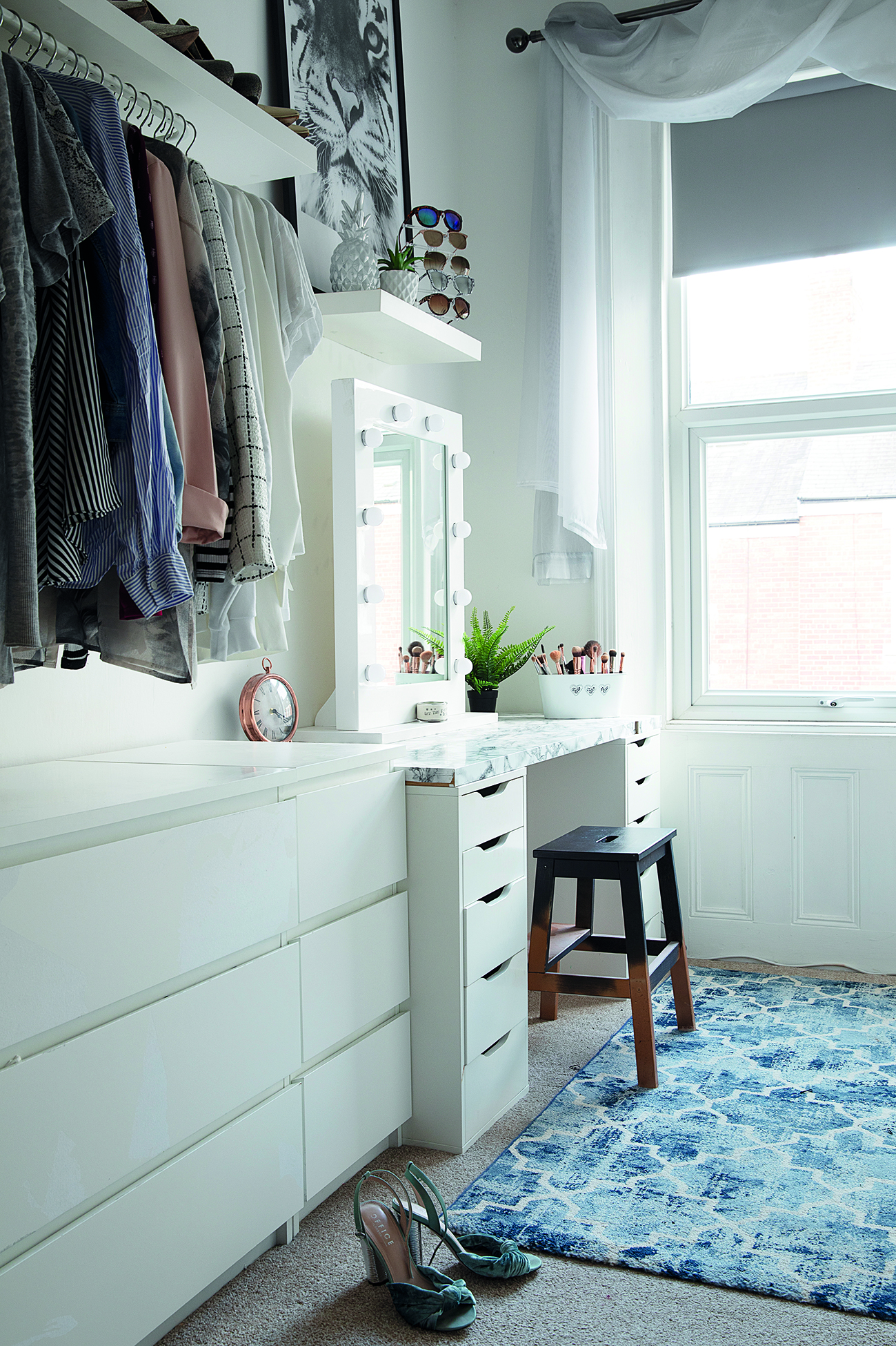 ‘I particularly love my Hollywood dressing mirror with lights around the outside’ says Charlotte A Hollywood dressing mirror with lights around the outside