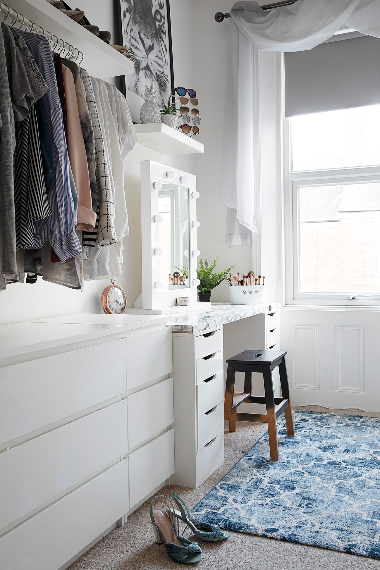 ‘I particularly love my Hollywood dressing mirror with lights around the outside’ says Charlotte A Hollywood dressing mirror with lights around the outside