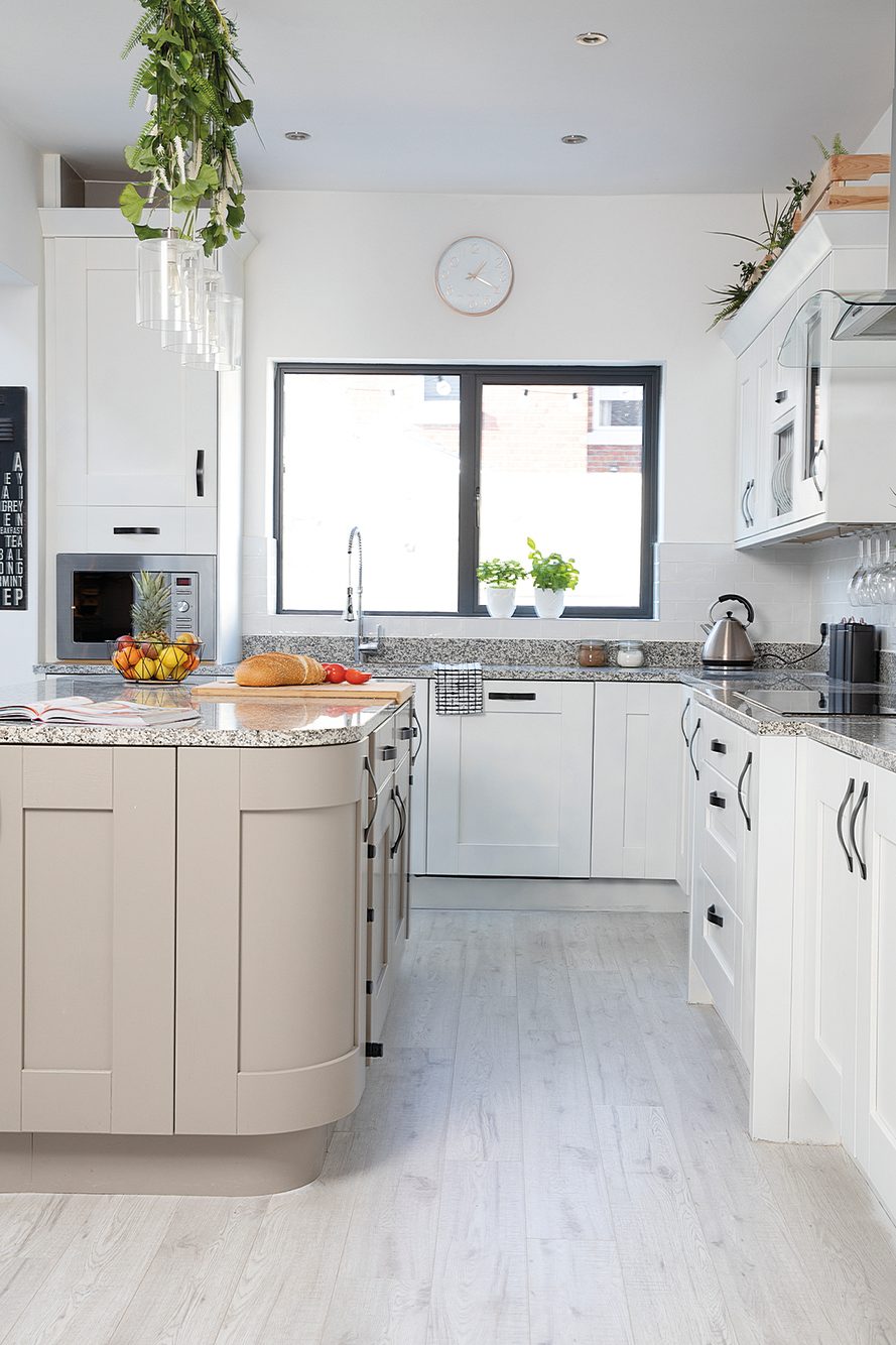 ‘We replaced the dark brown laminate flooring in here for a light grey design from B&Q, which works much better’ says Charlotte ‘We replaced the dark brown laminate flooring in here for a light grey design from B&Q, which works much better’ says Charlotte