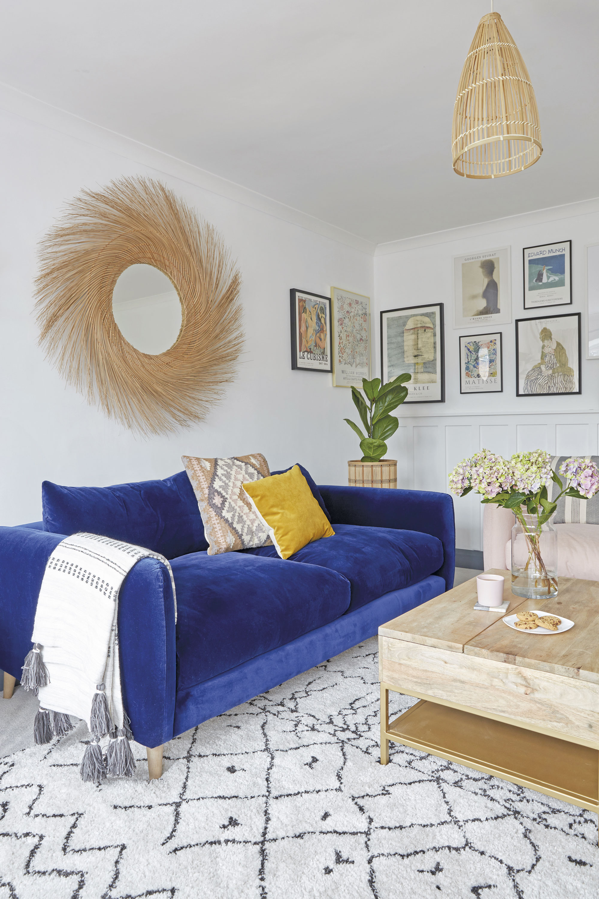 ‘This is one of my favourite rooms and I love the sofas in here. They’re from Loaf and our dog Jenson is banned from going on them! This room is really calming so I come in here with a cuppa to relax after work. The big mirror from Anthropologie is one of my favourite buys’ ‘This is one of my favourite rooms and I love the sofas in here. They’re from Loaf and our dog Jenson is banned from going on them! This room is really calming so I come in here with a cuppa to relax after work. The big mirror from Anthropologie is one of my favourite buys’