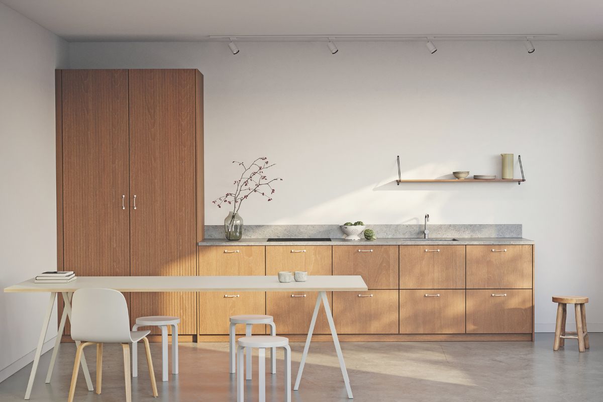 Kitchen with wood panel fronts