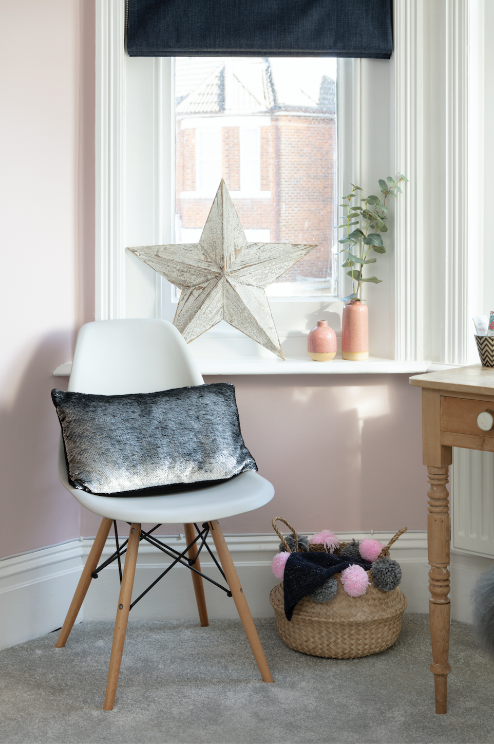 Rachel had the pink paint colour matched to the wallpaper to ensure they would both work together Bedroom makeover: 'Reusing old furniture kept our costs down'