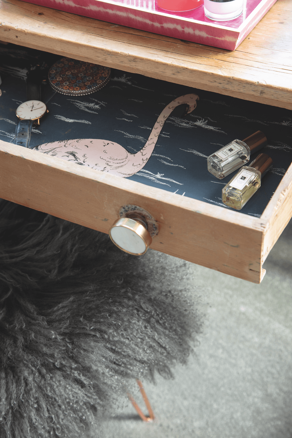 Good idea! Use leftover wallpaper to line drawers or the back of a wardrobe – it’s a stylish way to make use of scraps Bedroom makeover: 'Reusing old furniture kept our costs down'