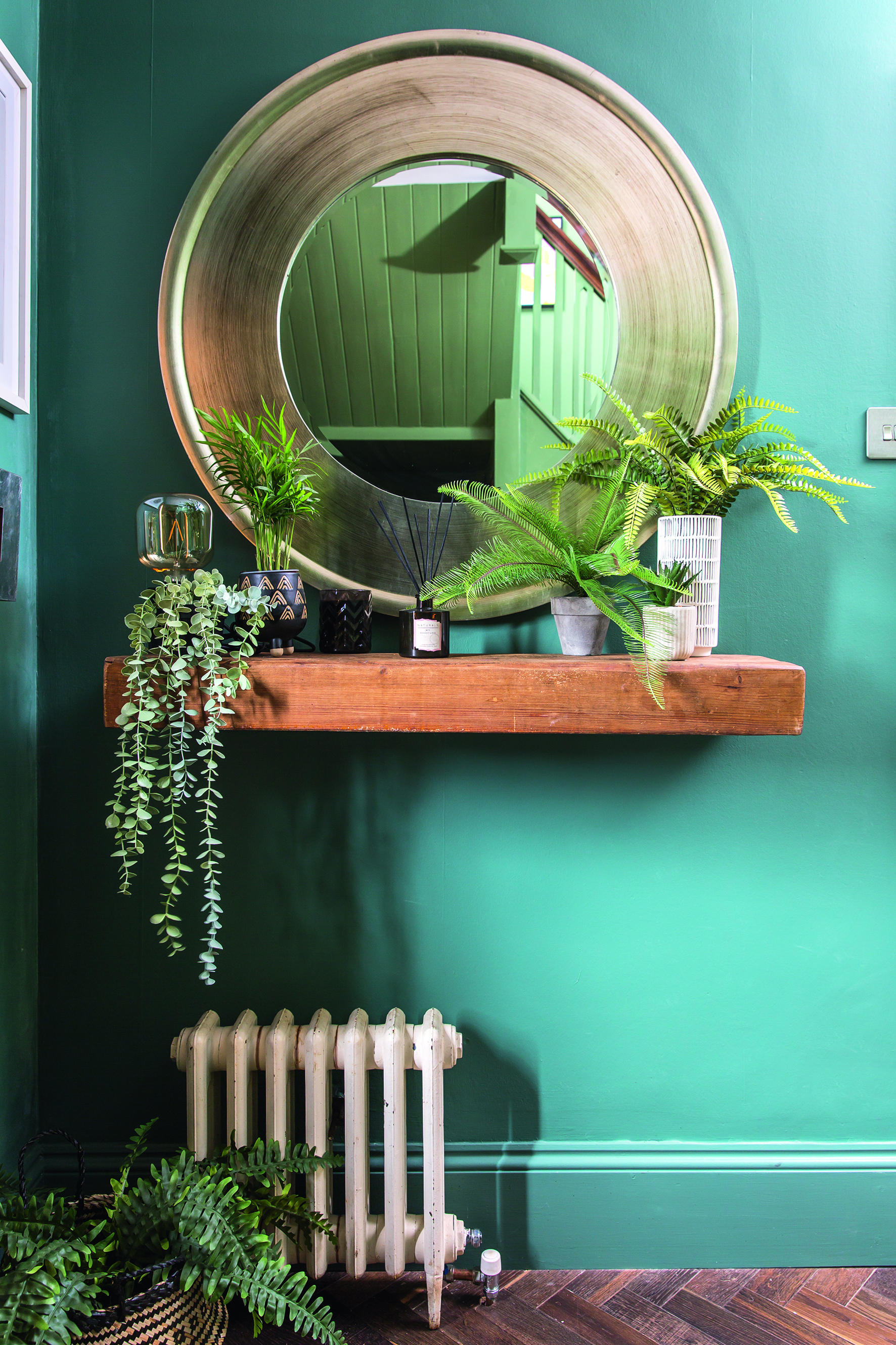 green hallway mirror