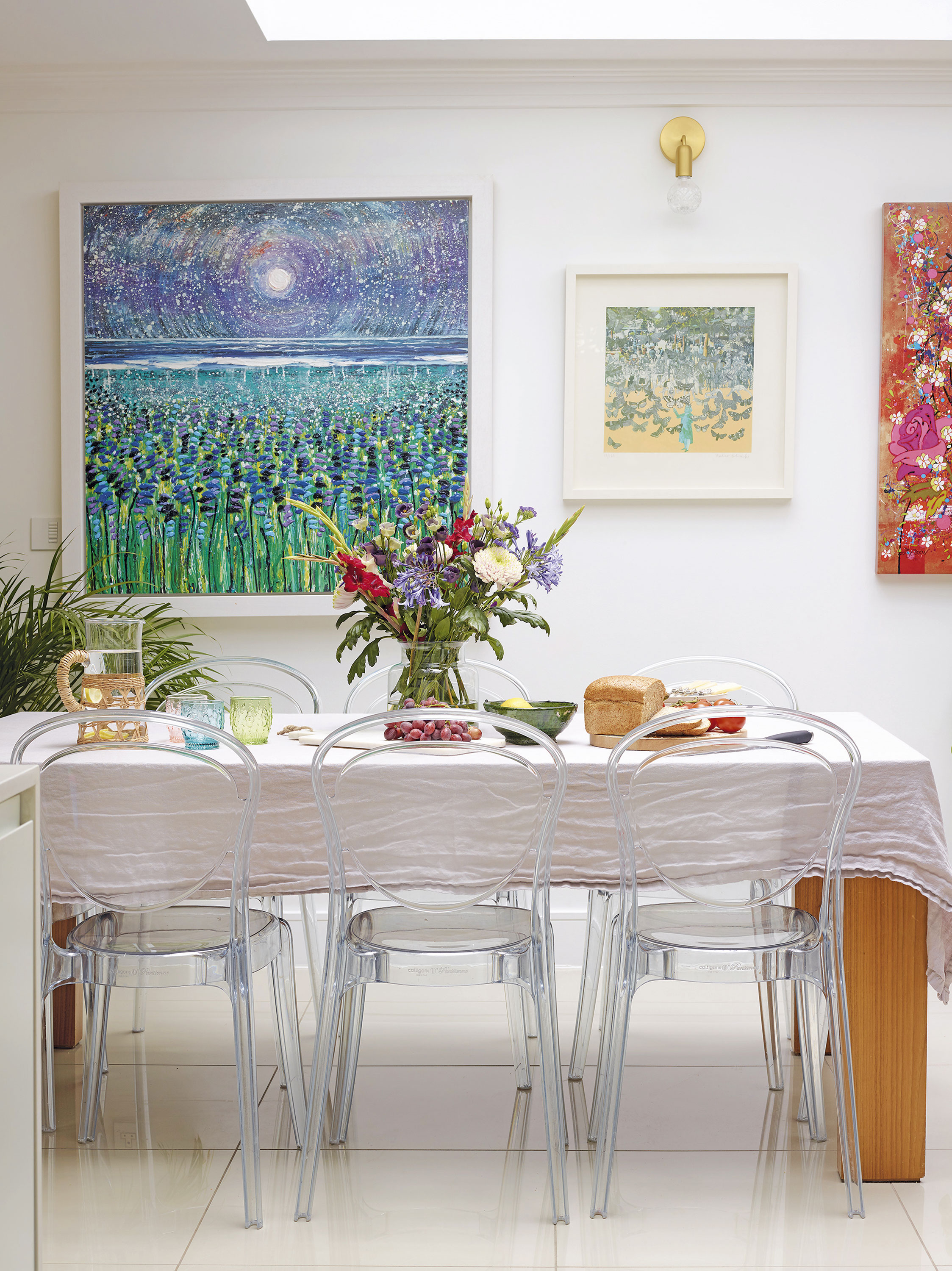 ‘While I’ve never regretted anything we’ve done, there are a couple of pieces of furniture I wouldn’t choose now. For example, our dining table was a beautiful modern design. Roll on nine years and two children bashing it, and it looks really tired and scrappy, which is why I keep it covered most of the time,’ reveals Sam ‘While I’ve never regretted anything we’ve done, there are a couple of pieces of furniture I wouldn’t choose now. For example, our dining table was a beautiful modern design. Roll on nine years and two children bashing it, and it looks really tired and scrappy, which is why I keep it covered most of the time,’ reveals Sam