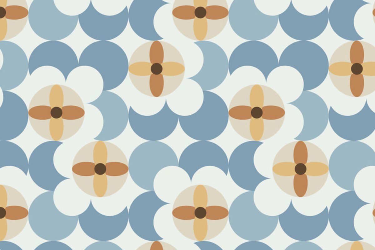 Print with blue and neutrals