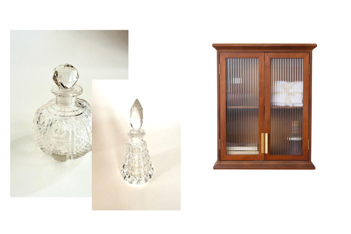 Vintage glassware and cabinet