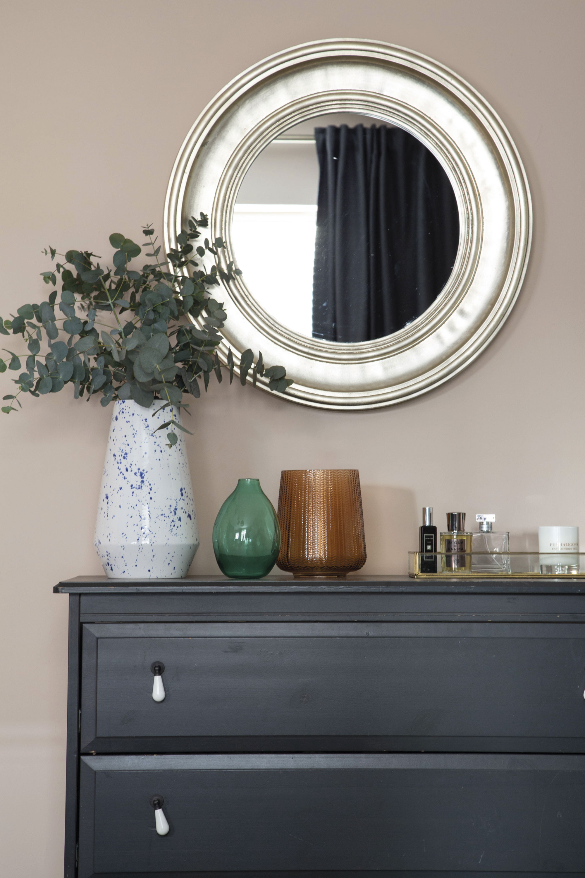 ‘I painted our wardrobe and chest of drawers in Off-Black, by Farrow & Ball’ Elaine reveals