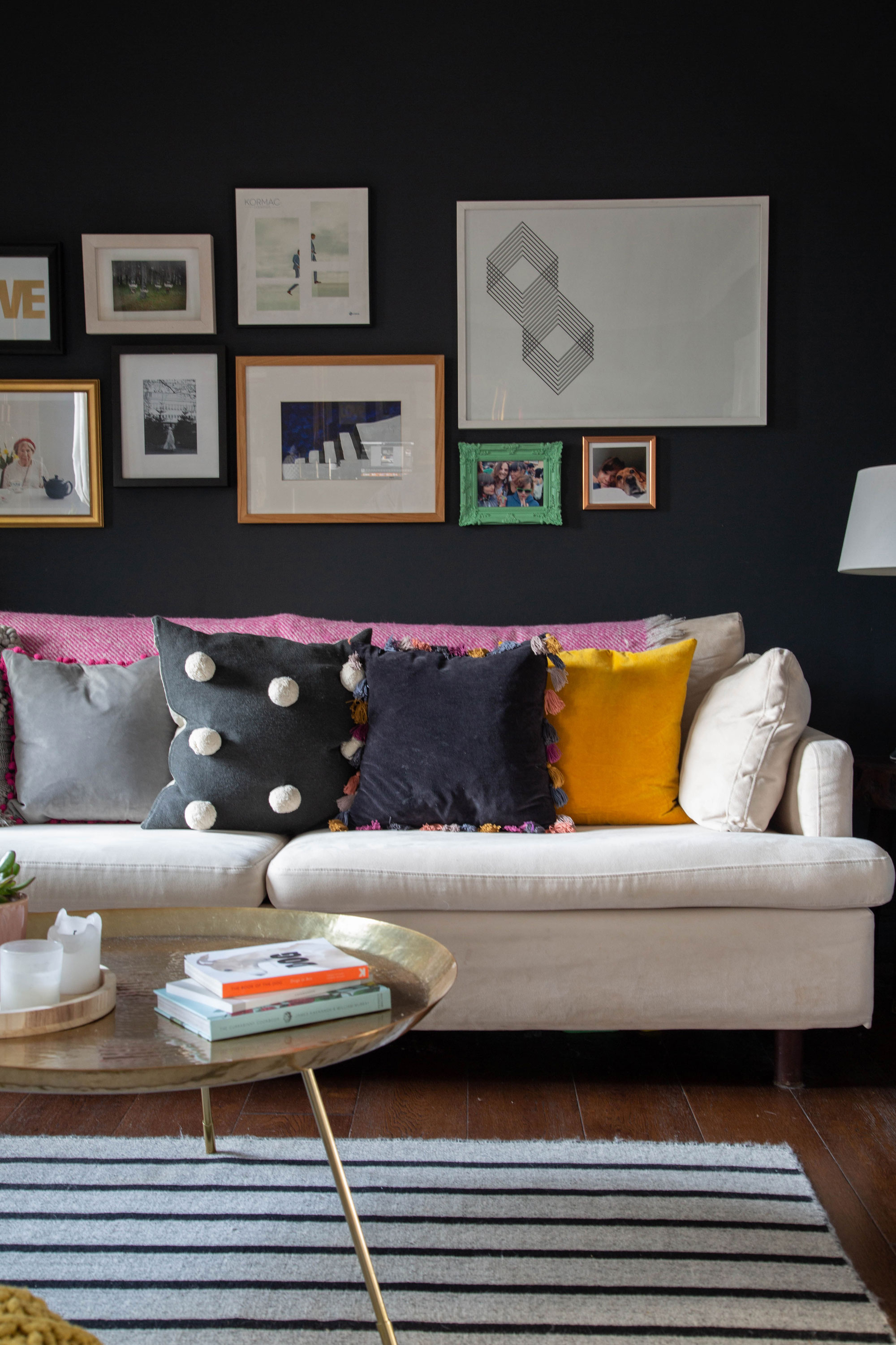 ‘Originally, the living room was all white,’ says Elaine. ‘It’s had a few different colour palettes over the years, but is currently painted in Farrow & Ball’s Railings. I love it!’