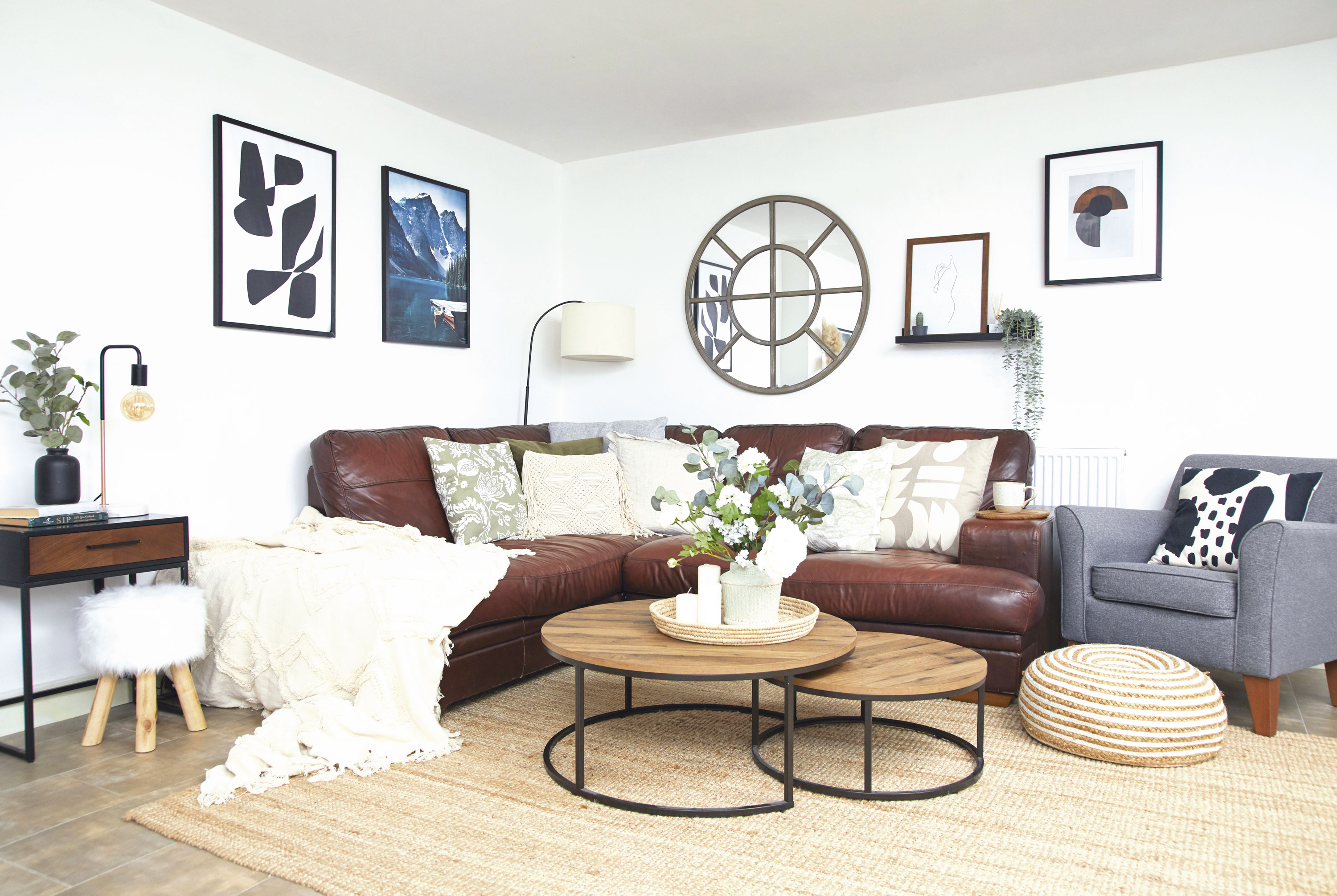‘I wouldn’t say my home was exactly neutral as I’ve enjoyed adding layers of gentle colour, but I love white as a base and would never choose a bright look for my home. These tables are from Next and the mirror is from The Range’