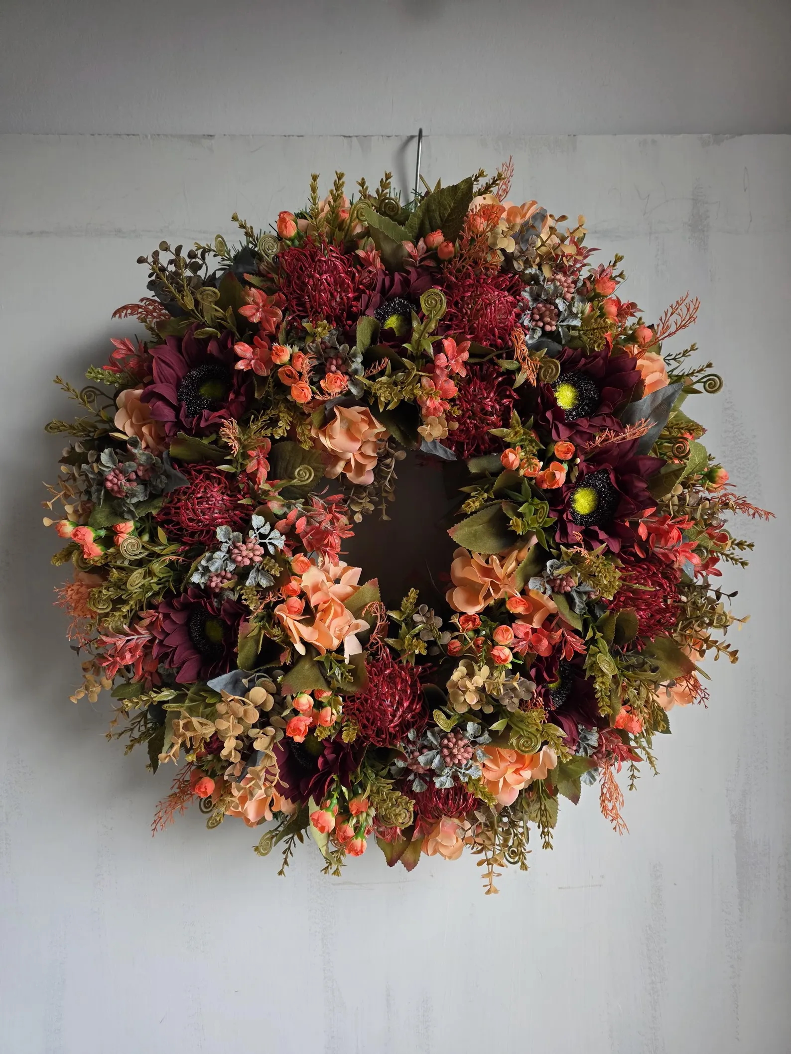 Autumn Wreath with Cabbage Rose and Eucalyptus