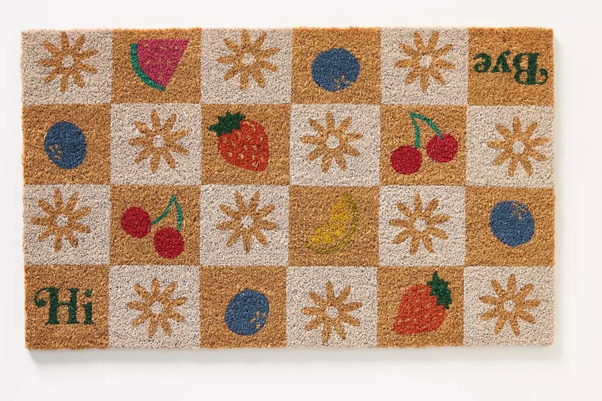 Checkered fruit coir doormat 