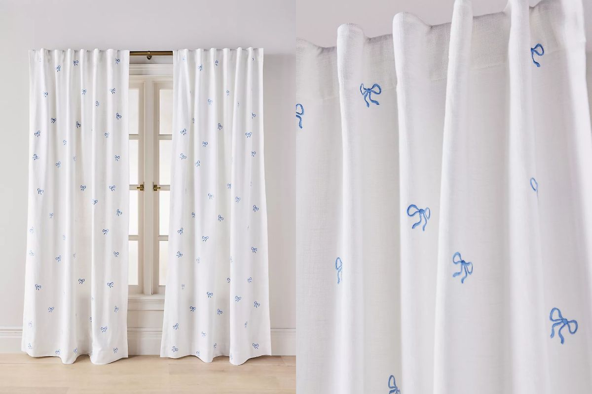 Embroidered bow curtain 