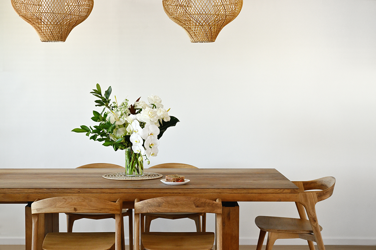 Wooden dining table and chairs