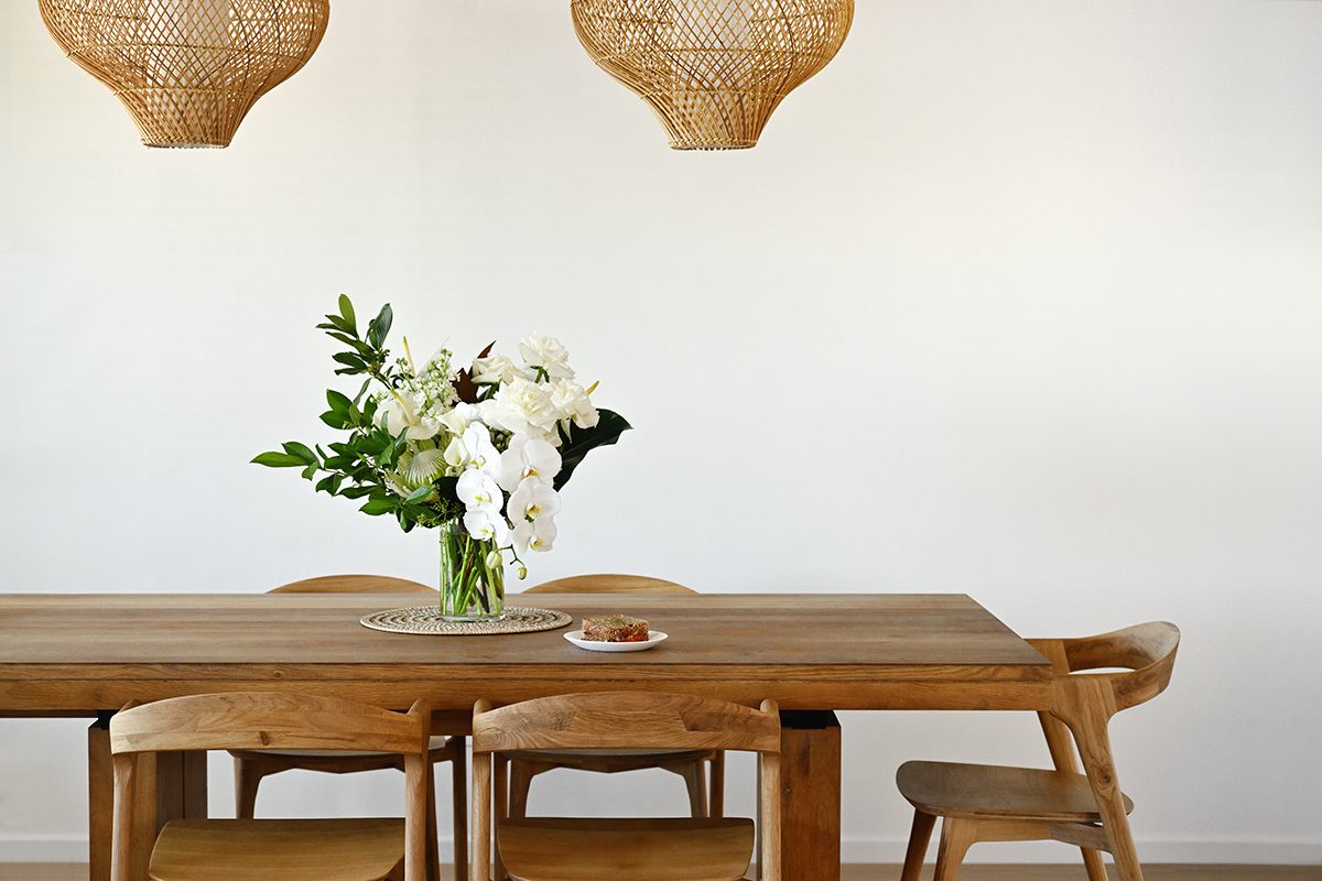 Wooden dining table and chairs