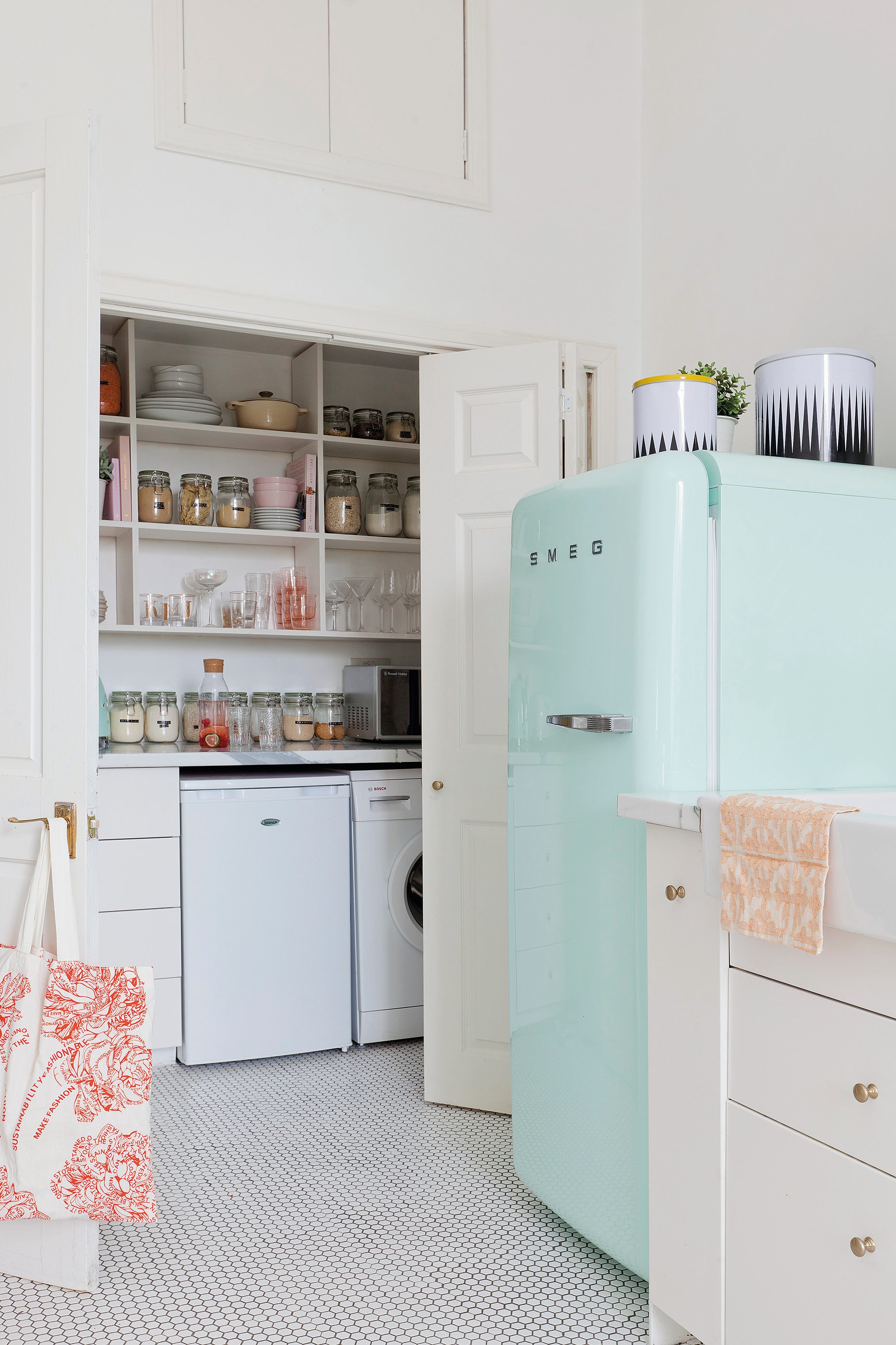 Home makeover: 'Our flat has bags of character!' ‘We love open shelving and displaying our favourite possessions, so you can see a lot of that in our home,’ Kate says