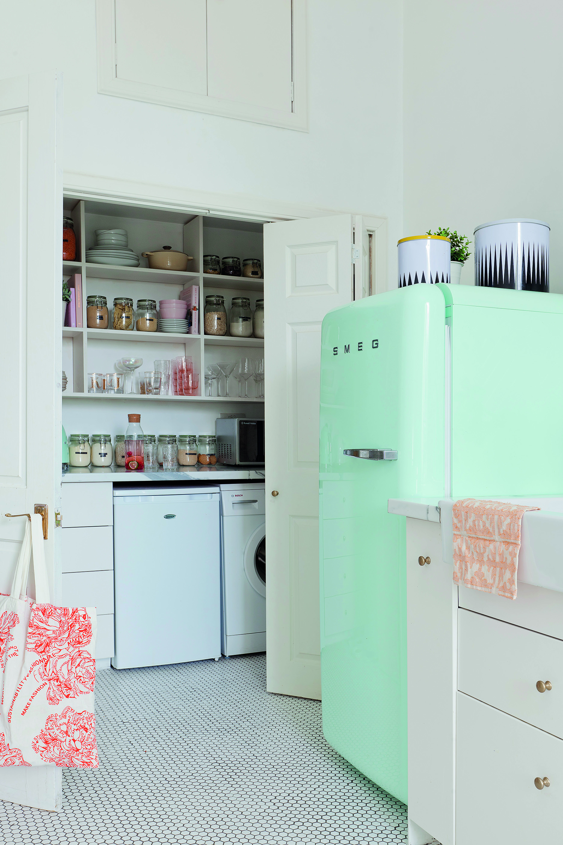 Home makeover: 'Our flat has bags of character!' ‘We love open shelving and displaying our favourite possessions, so you can see a lot of that in our home,’ Kate says