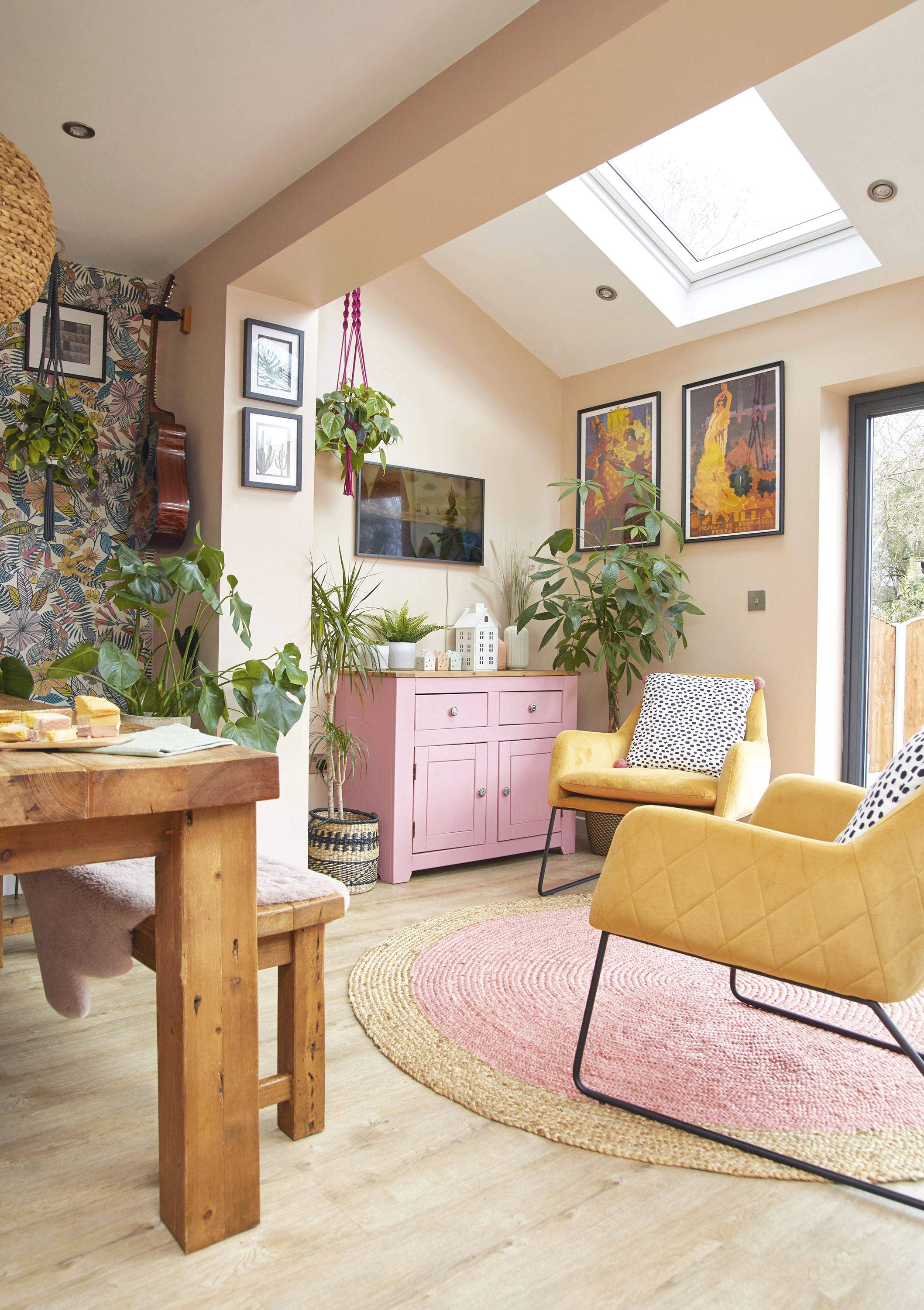‘I loved the idea of wooden chevron flooring, but the kids run around here on roller skates and scooters, so I chose this hard- wearing LVT from Karndean. Sometimes it’s about choosing practicality over what your heart wants’