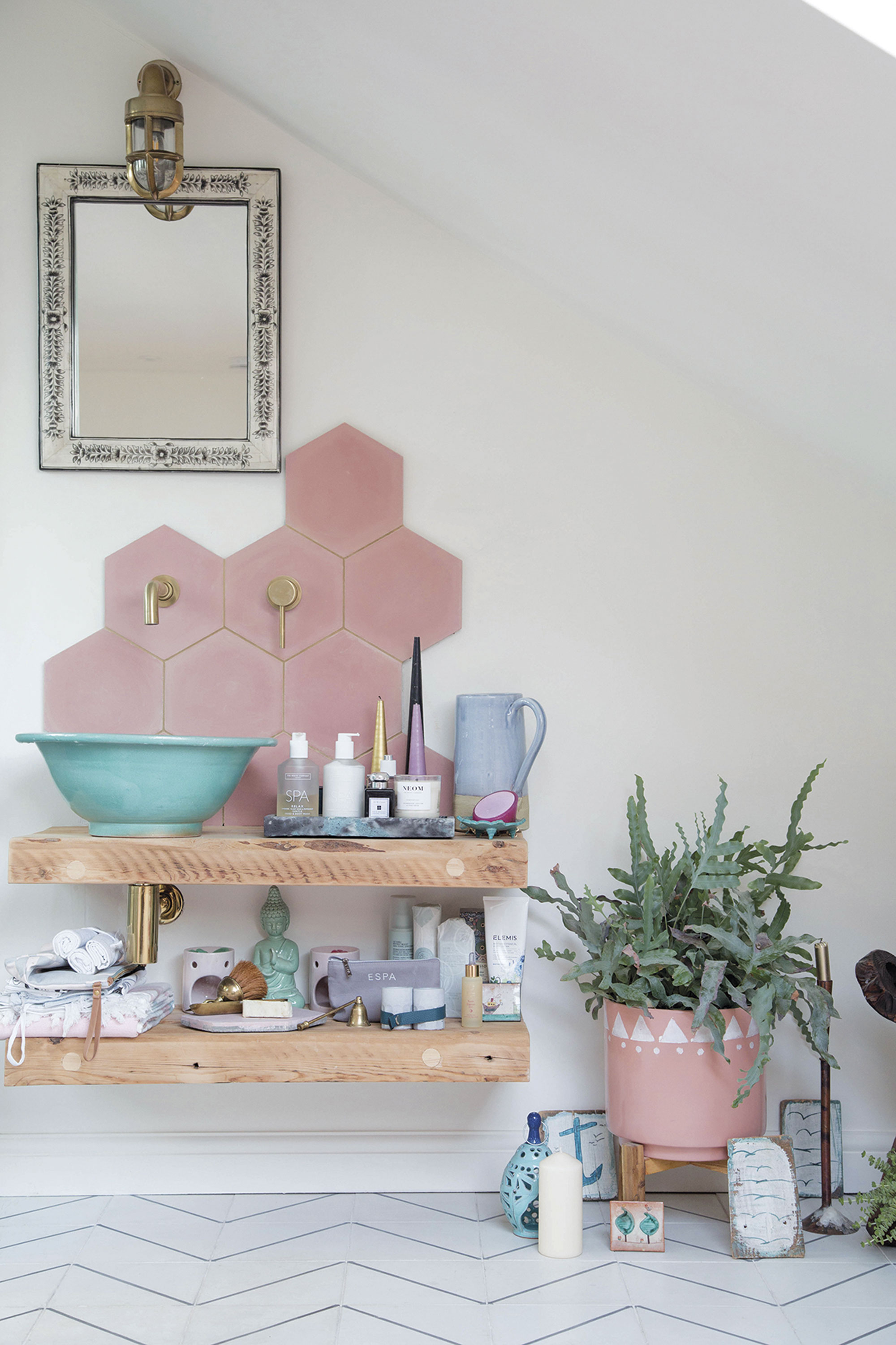 ‘I found the basin on eBay,’ says Megan. ‘I was keen to make the vanity area into a feature and the basin creates a fab focal point’