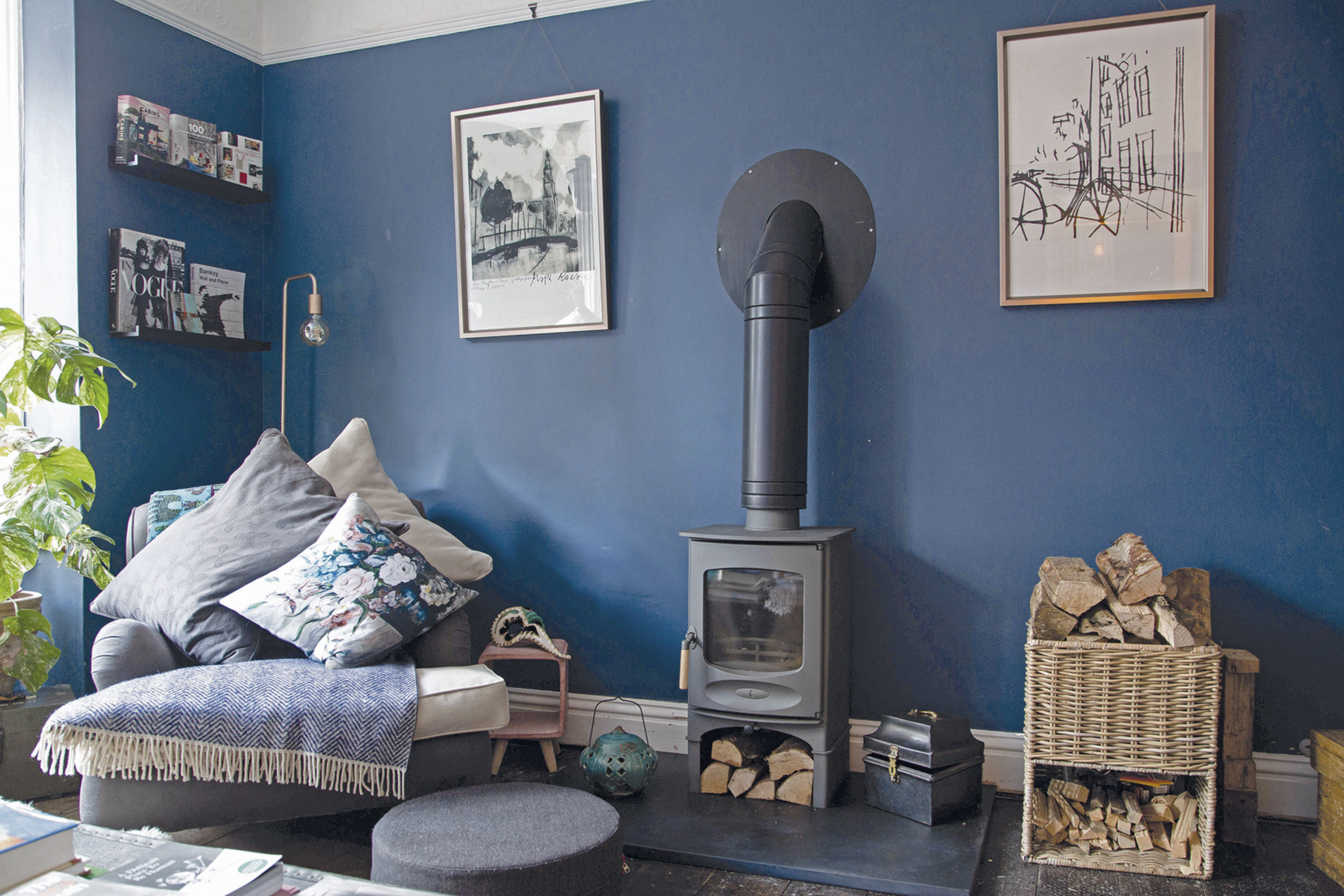 ‘Without a doubt, the log-burner is my favourite feature in this room,’ Megan says. ‘It sits on a beautiful piece of Welsh slate and always makes me feel excited for winter, whatever the weather’.