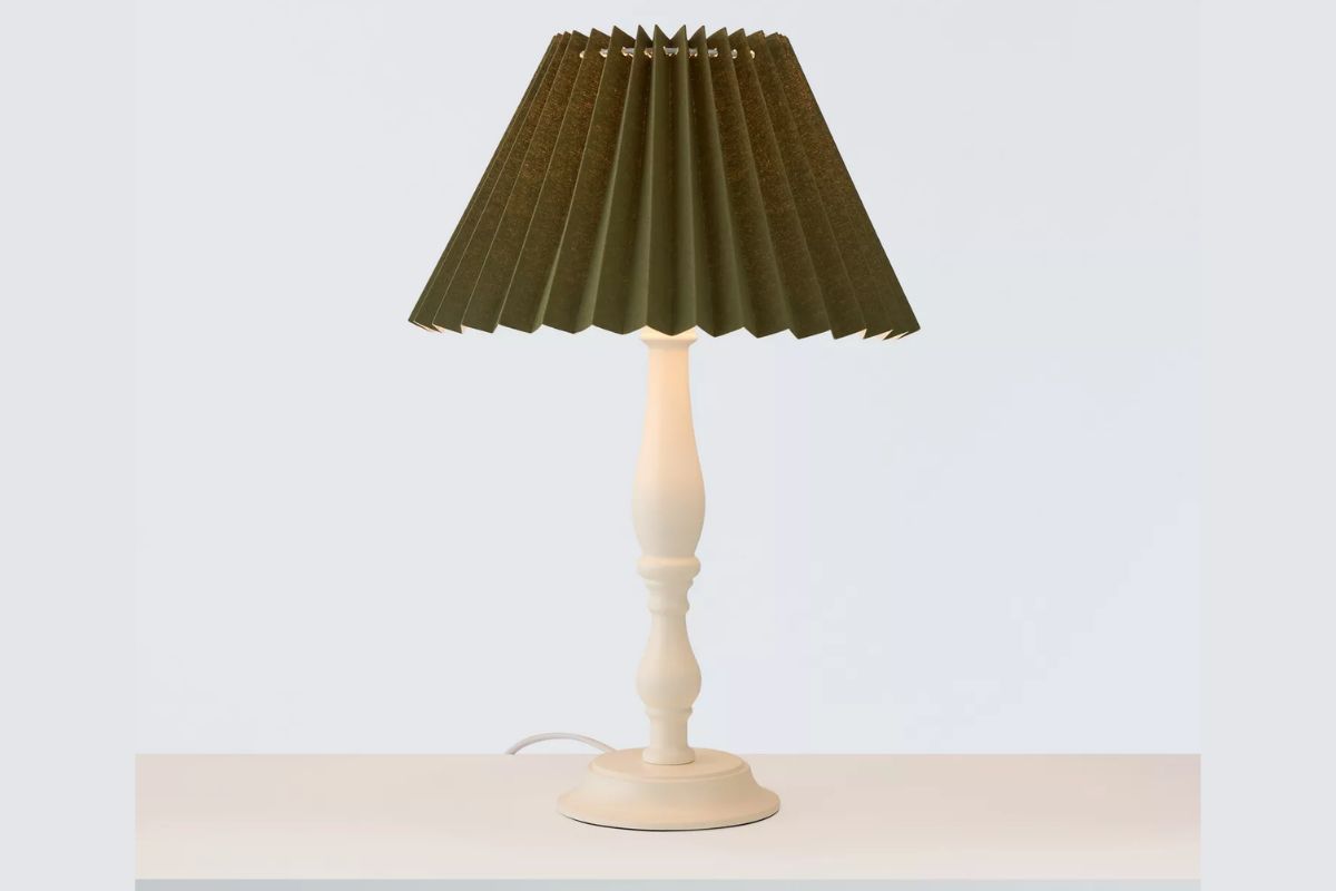 Pleated tapered cotton lampshade