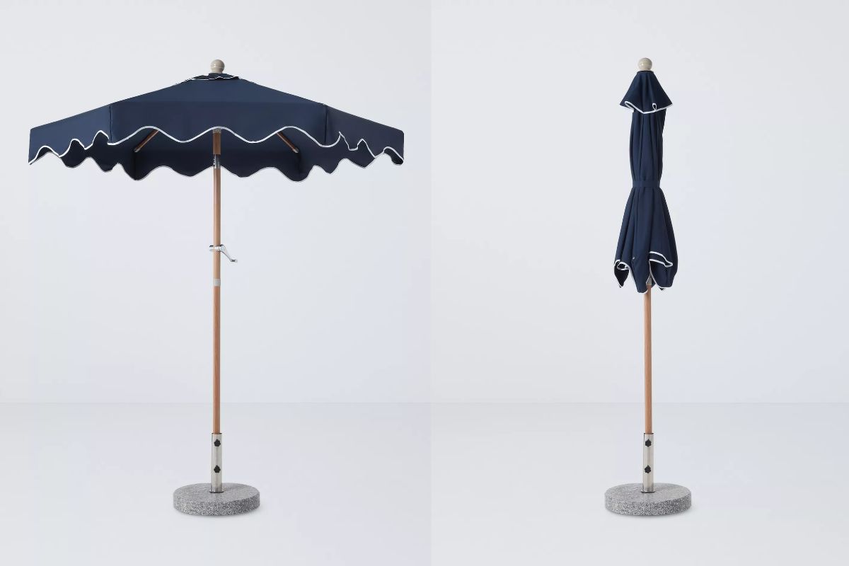 John Lewis Scallop Wood-Effect Wind-Up Parasol