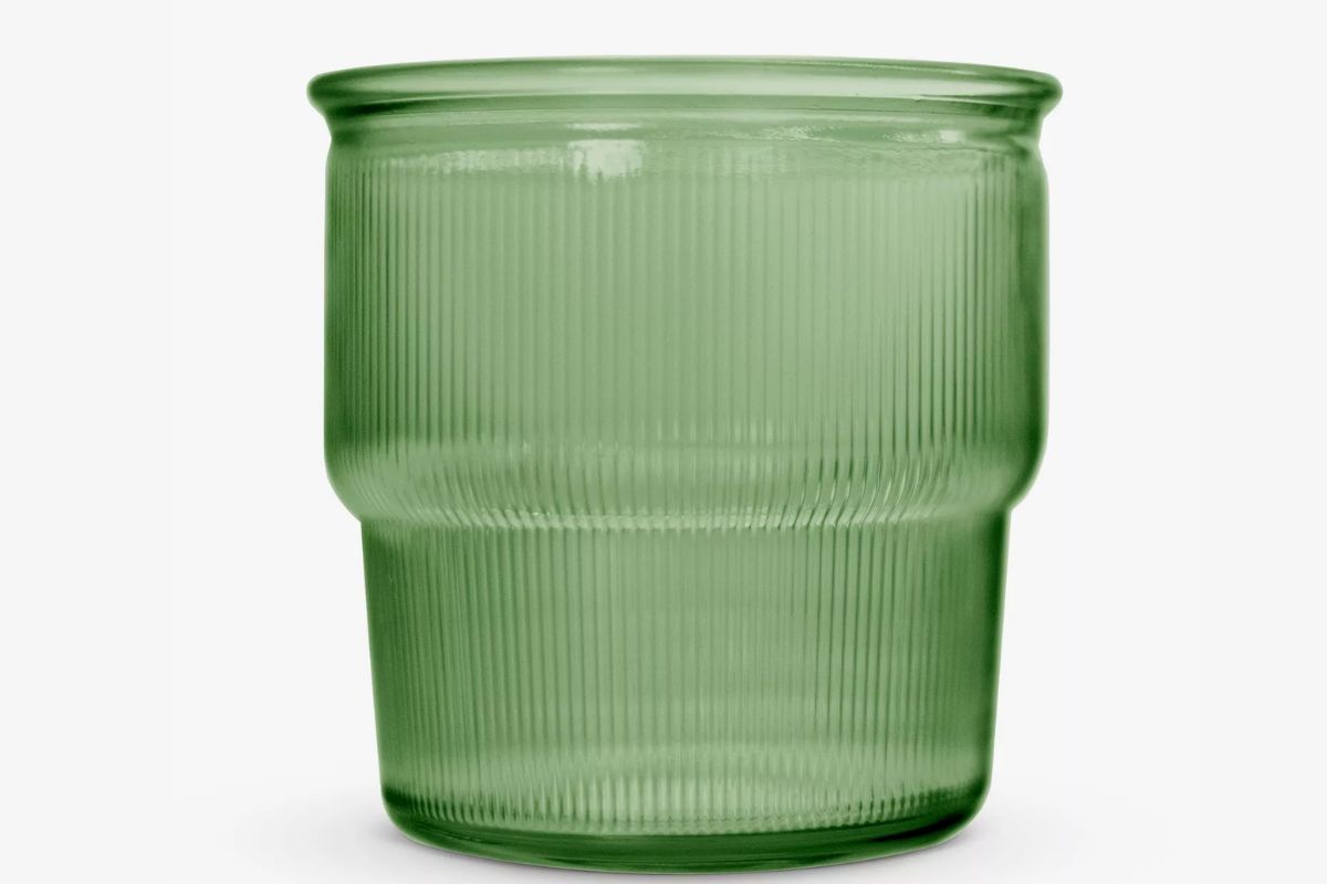 Ribbed glass tumbler
