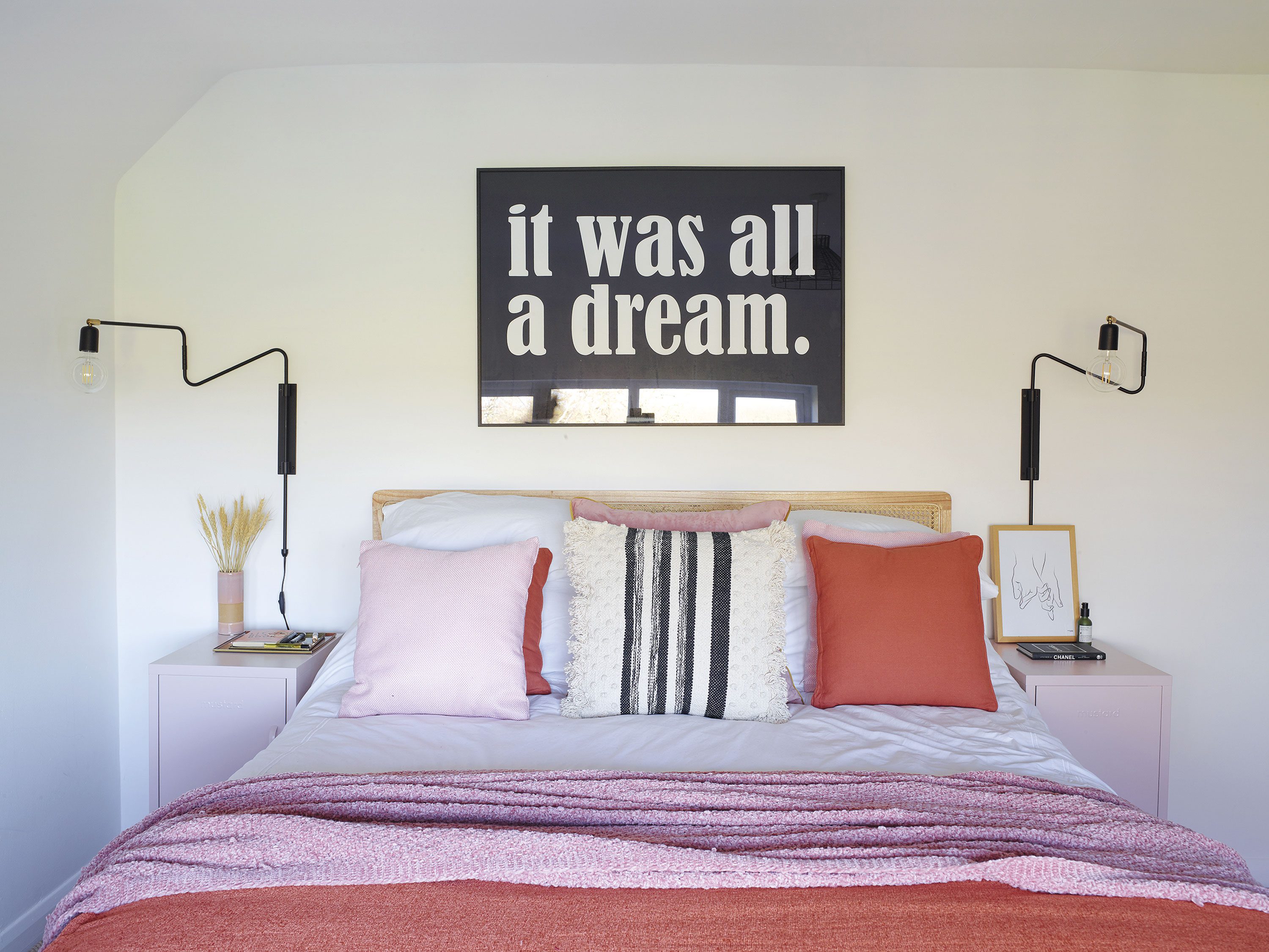 With its white walls, feature wall lights and centrepiece bathtub, there’s a boutique hotel feel to Hayley’s master bedroom. ‘I love the adult-only sanctuary we’ve created here,’ says Hayley With its white walls, feature wall lights and centrepiece bathtub, there’s a boutique hotel feel to Hayley’s master bedroom. ‘I love the adult-only sanctuary we’ve created here,’ says Hayley