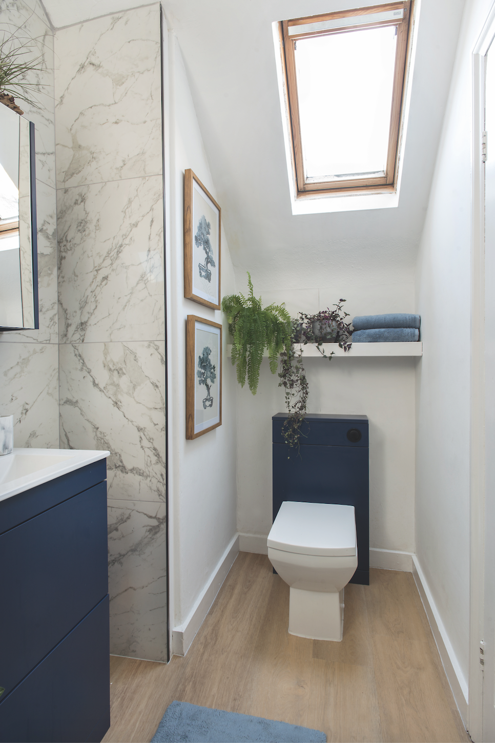 Sylwia added a rooflight window, which works with the awkward sloped ceiling, to bring much- needed natural light into the space