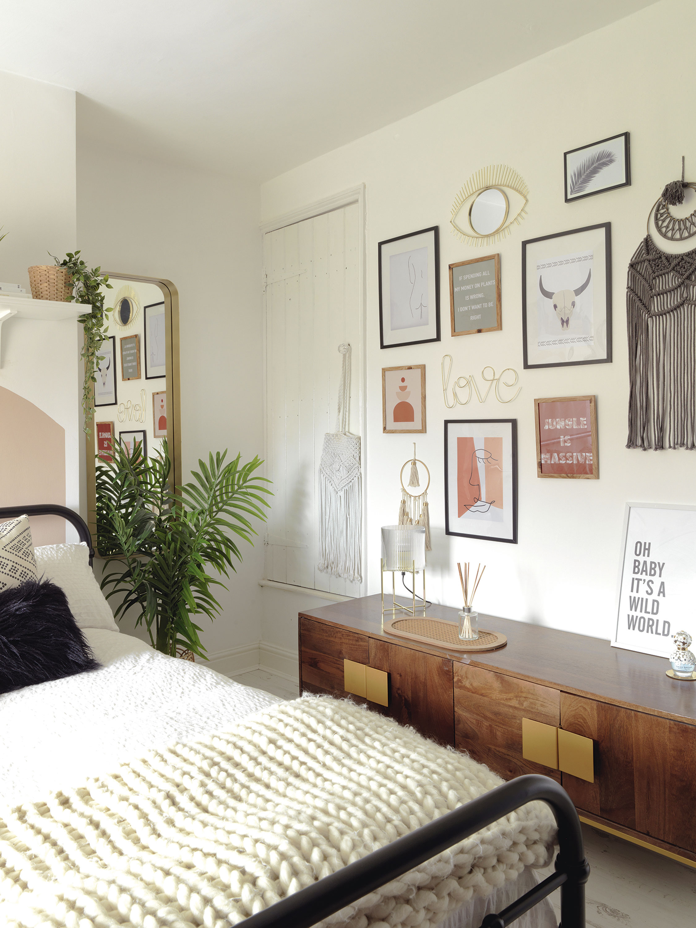 'Our home is cool & quirky with a bit of edge' ‘I have lots of bits from H&M Home – they have the best accessories and always get it right,’ says Raya. ‘I also love Oliver Bonas as they have gorgeous unique pieces, and out of the supermarkets, I find that Sainsbury’s Home have some lovely bits at a good price’