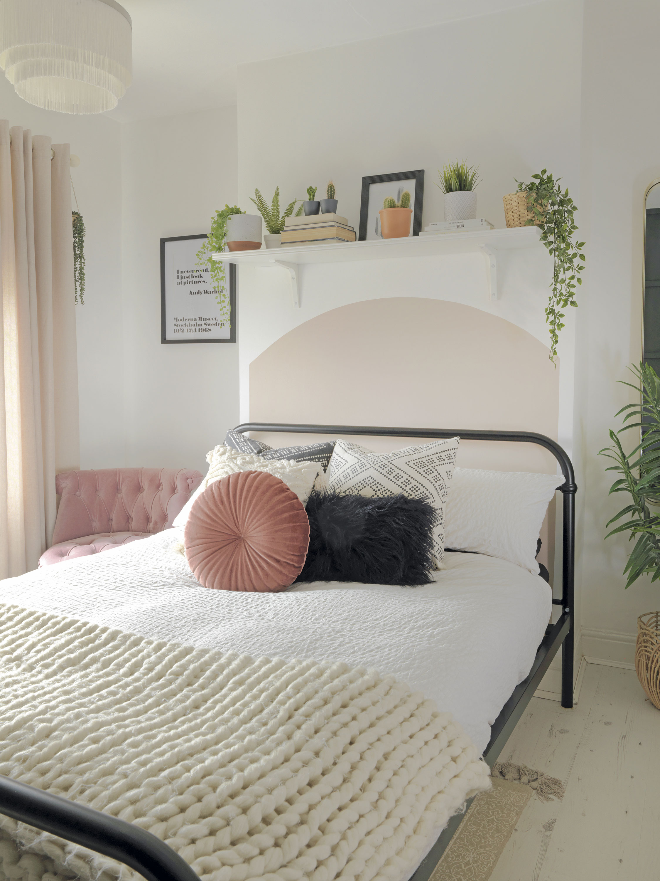 'Our home is cool & quirky with a bit of edge' In the master bedroom, Raya has kept the décor light, with subtle tones of blush and sand. ‘If I had to change something about our house it would be to have more natural light,’ she says. ‘It goes hand in hand with having a mid-terrace, I suppose, but I’d love more light coming in, especially in the summer’