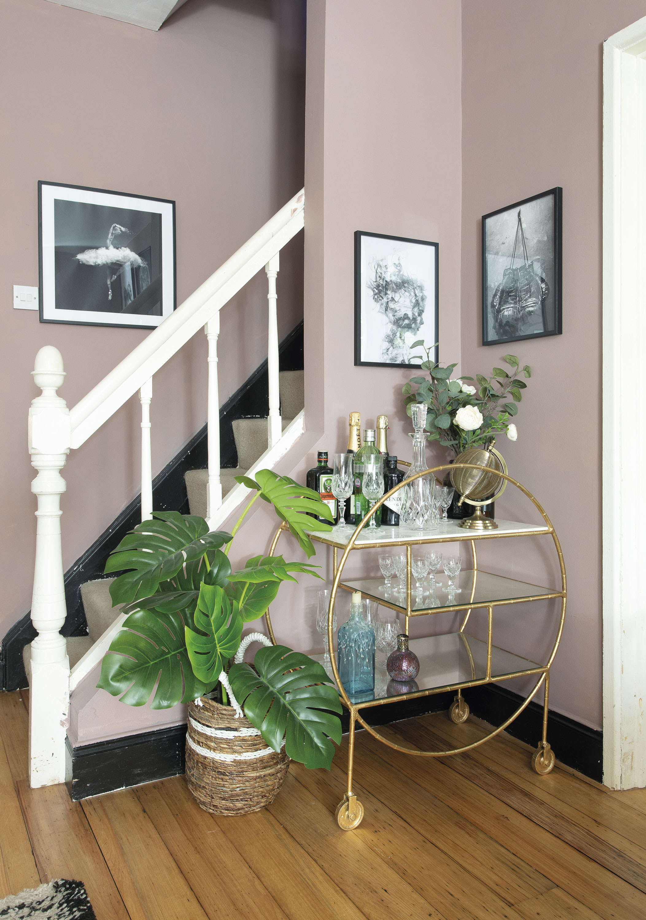 A drinks trolley from Oliver Bonas often takes a starring role on Eniko’s Instagram. ‘I love styling it up for a photo!’ The faux plants are from a selection at IKEA A drinks trolley from Oliver Bonas often takes a starring role on Eniko’s Instagram. ‘I love styling it up for a photo!’ The faux plants are from a selection at IKEA
