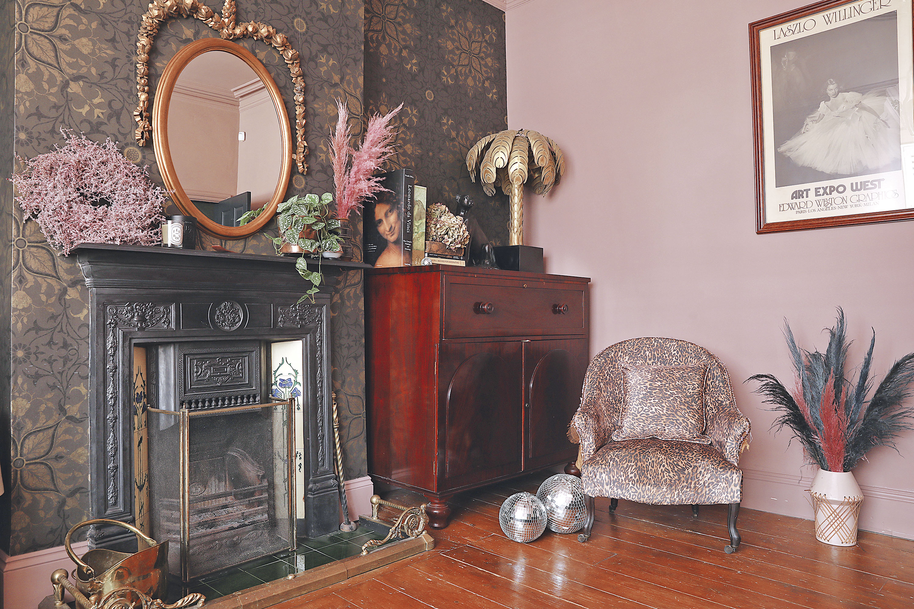 Home makeover: 'Our style is a modern take on traditional' ‘I’m very sentimental about the Italian bureau that’s been restored with French polish as it’s one of the first things Ibought when I got into the antiques trade with my dad. My leopard-print chair is another favourite. It’s a bit Bet Lynch but I love clashing patterns!’