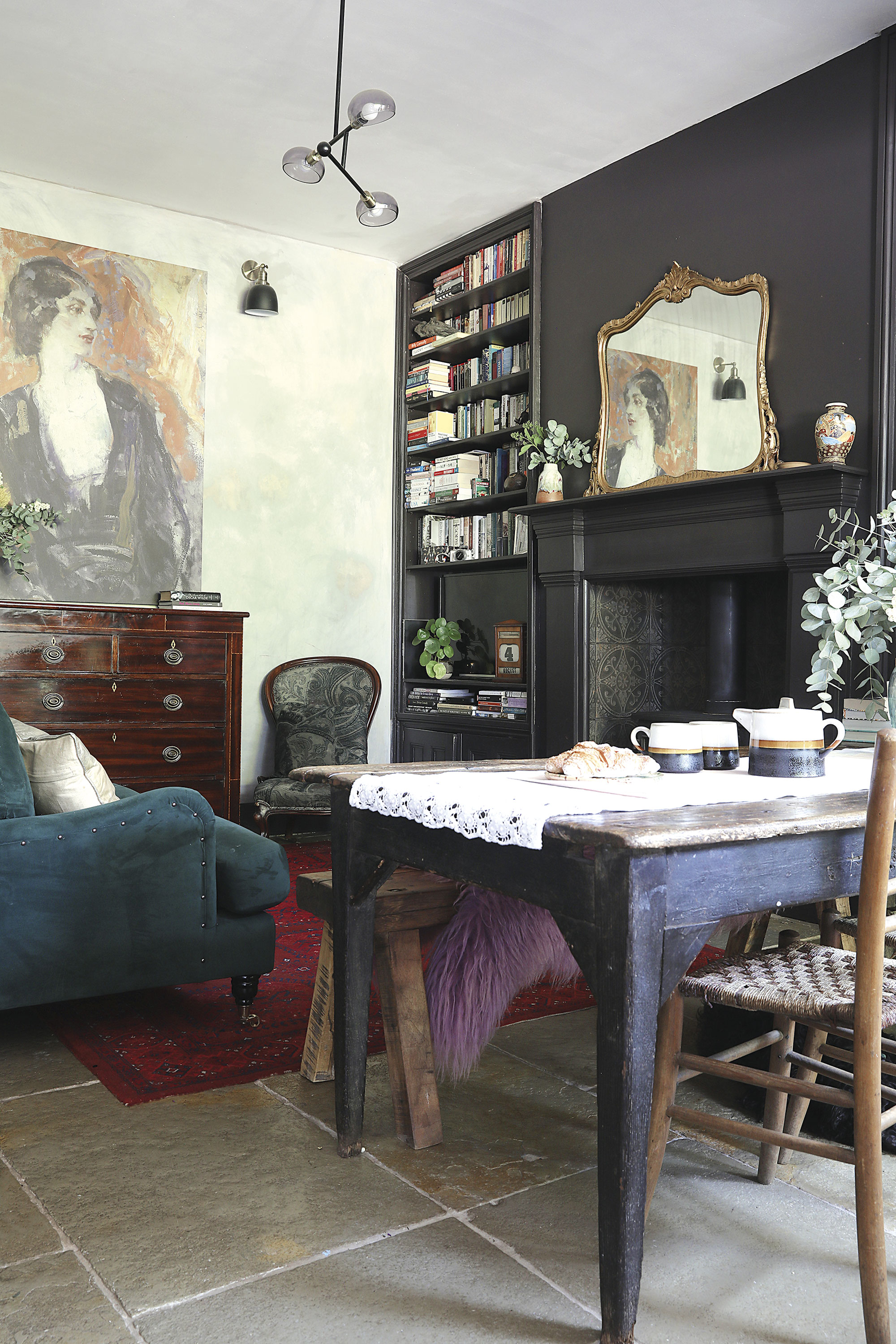 Home makeover: 'Our style is a modern take on traditional' ‘The dining table was found in a skip in Italy and cost £20. After treating it for woodworm, it’s been cleaned and polished up. When I had it in my interiors shop, people would try and buy it, but I’d never part with it’