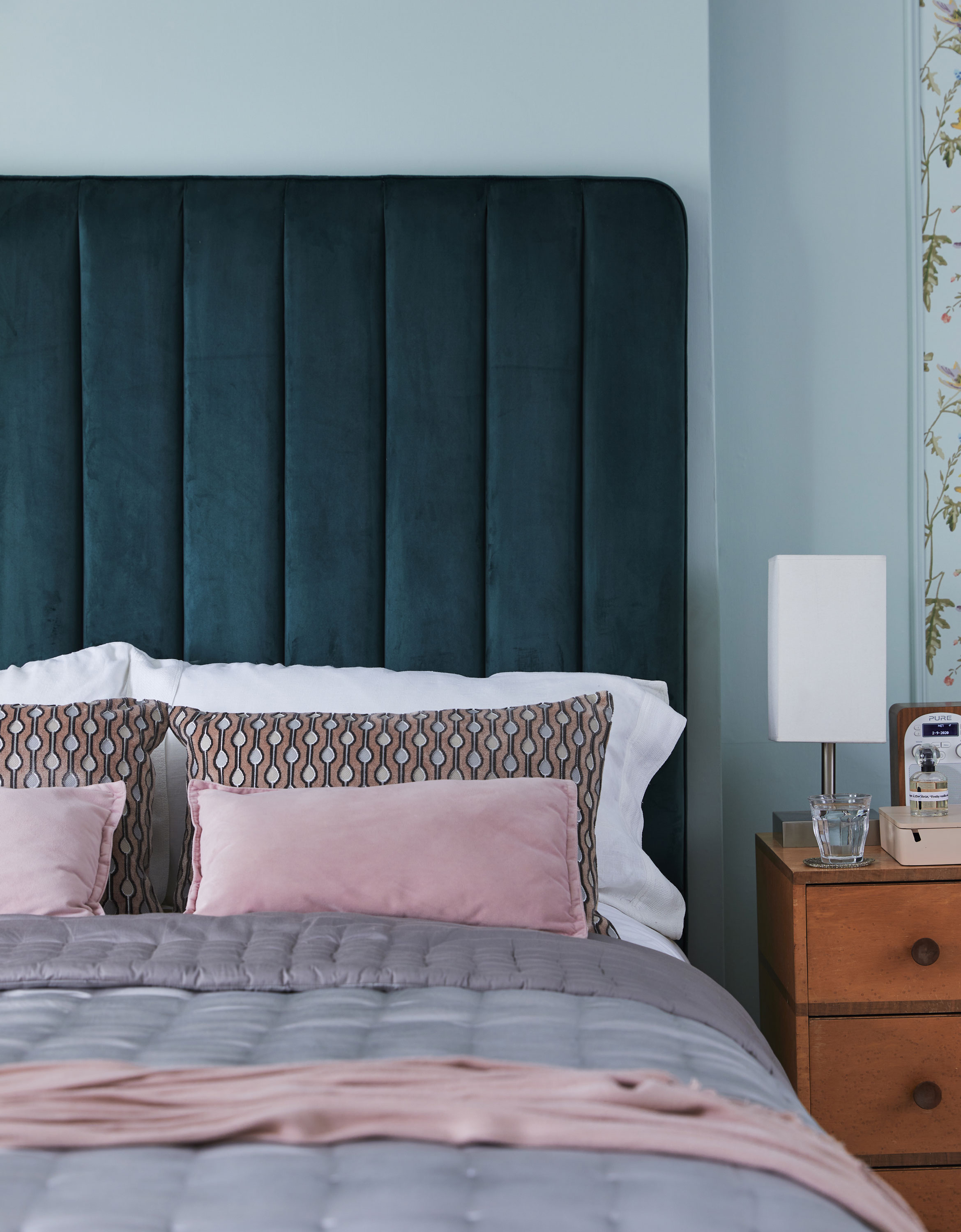 Add a headboard to instantly turn a basic bed base into a feature. Beverley re-upholstered an existing headboard, but you’ll find plenty of similar designs online at Wayfair or Very Add a headboard to instantly turn a basic bed base into a feature. Beverley re-upholstered an existing headboard, but you’ll find plenty of similar designs online at Wayfair or Very