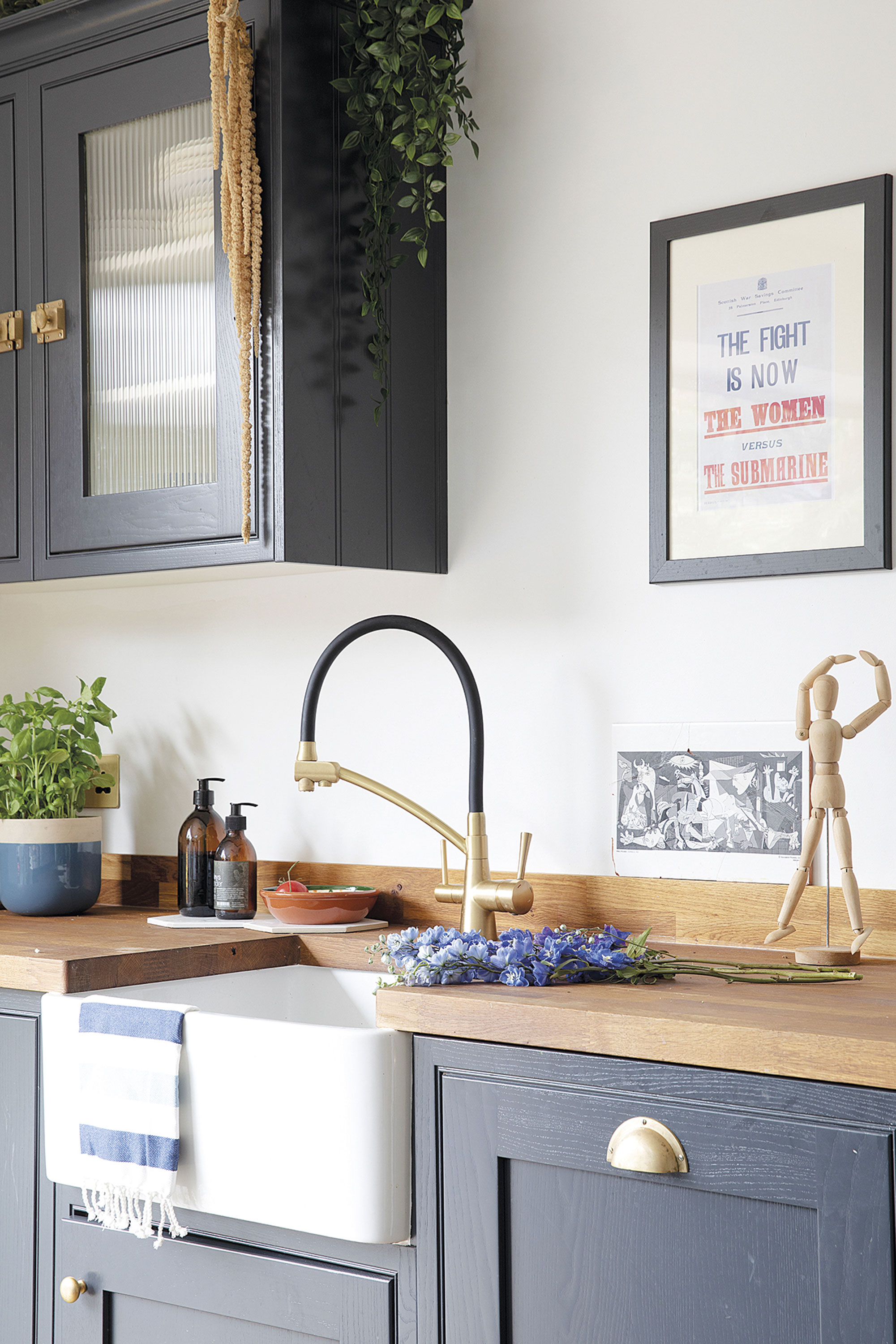 ‘I was inspired by Instagram account @thehousethatblackbuilt to buy the Gappo tap,’ says Sam. ‘We love having the flexible hose’ ‘I was inspired by Instagram account @thehousethatblackbuilt to buy the Gappo tap,’ says Sam. ‘We love having the flexible hose’