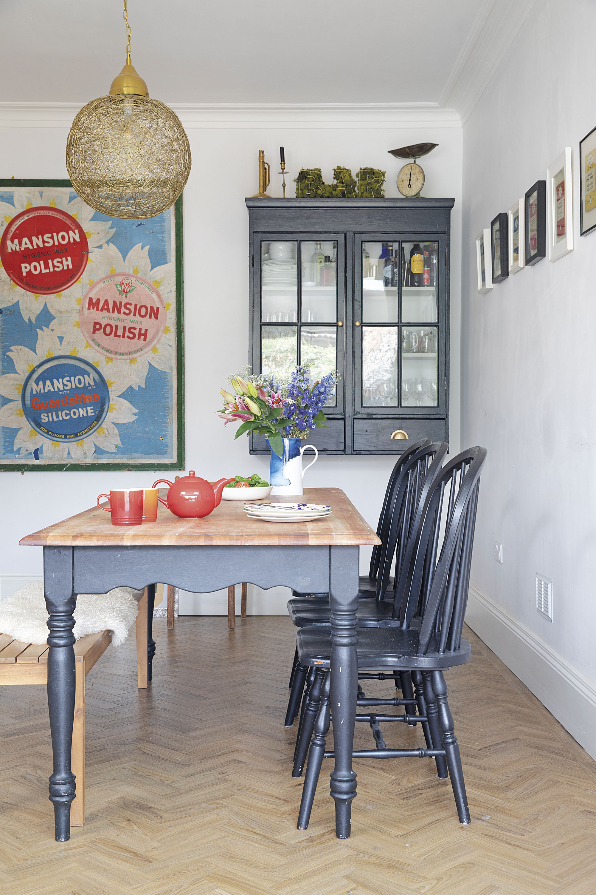 The old advertising sign was found at Arthur Johnson & Son auctioneers and suits the age of the house. ‘It’s one of our favourite places for vintage bargains,’ says Sam
