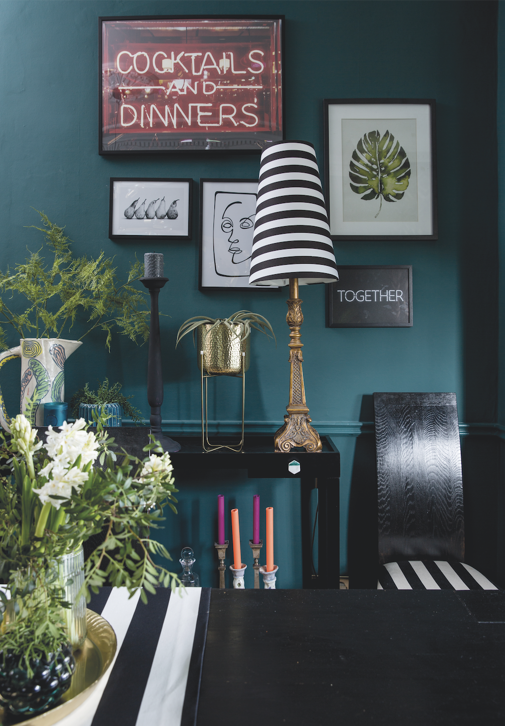 Style idea! Jazz up a gallery wall with an eye-catching neon poster Dining room makeover: ‘A green and black scheme has revamped the space’