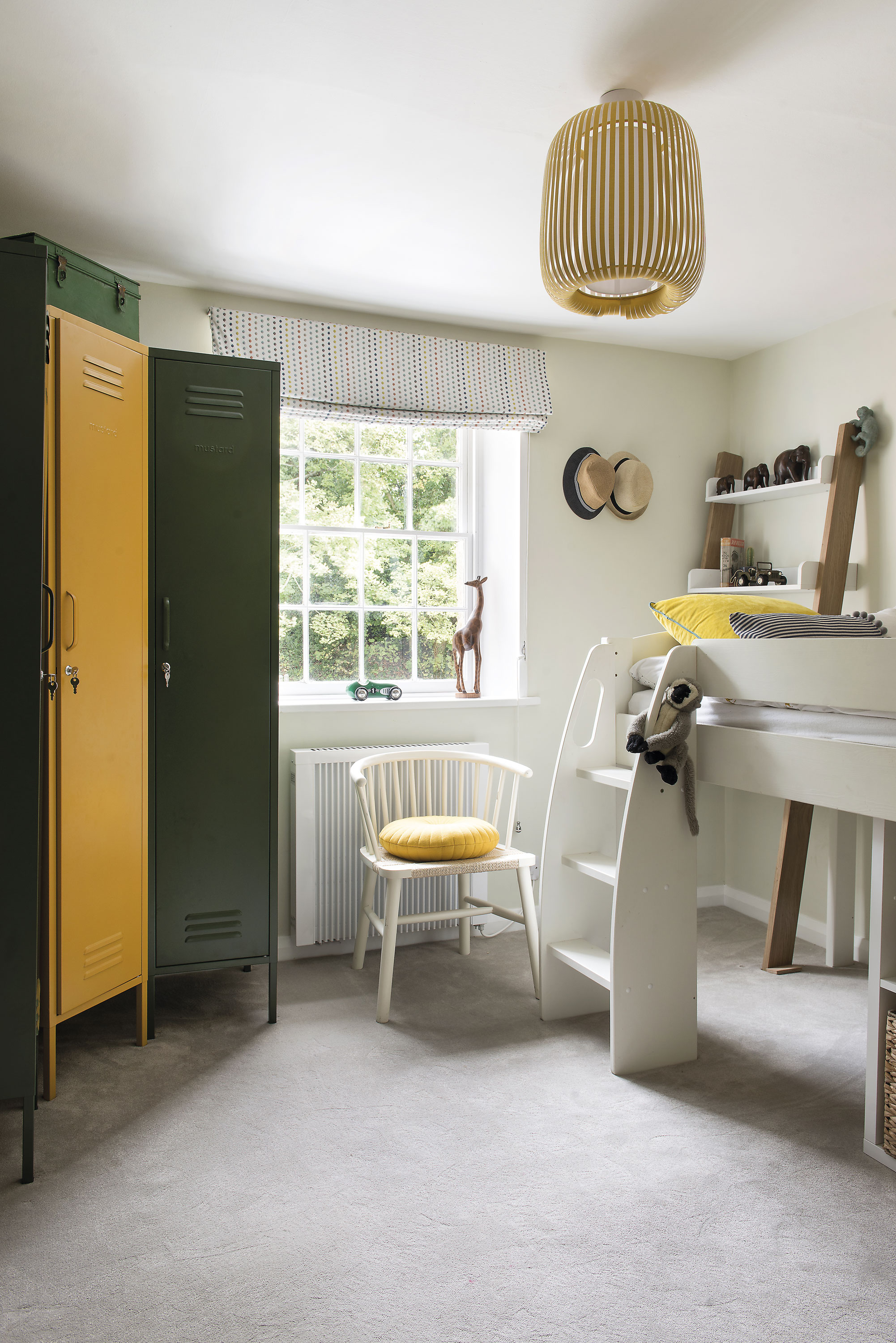 Funky metal lockers in autumn tones by Mustard, found at Wild Flora, solved the storage issue in William’s bedroom and a Ladder Office Desk by Argos matches the contemporary bunk bed Funky metal lockers in autumn tones by Mustard, found at Wild Flora, solved the storage issue in William’s bedroom and a Ladder Office Desk by Argos matches the contemporary bunk bed