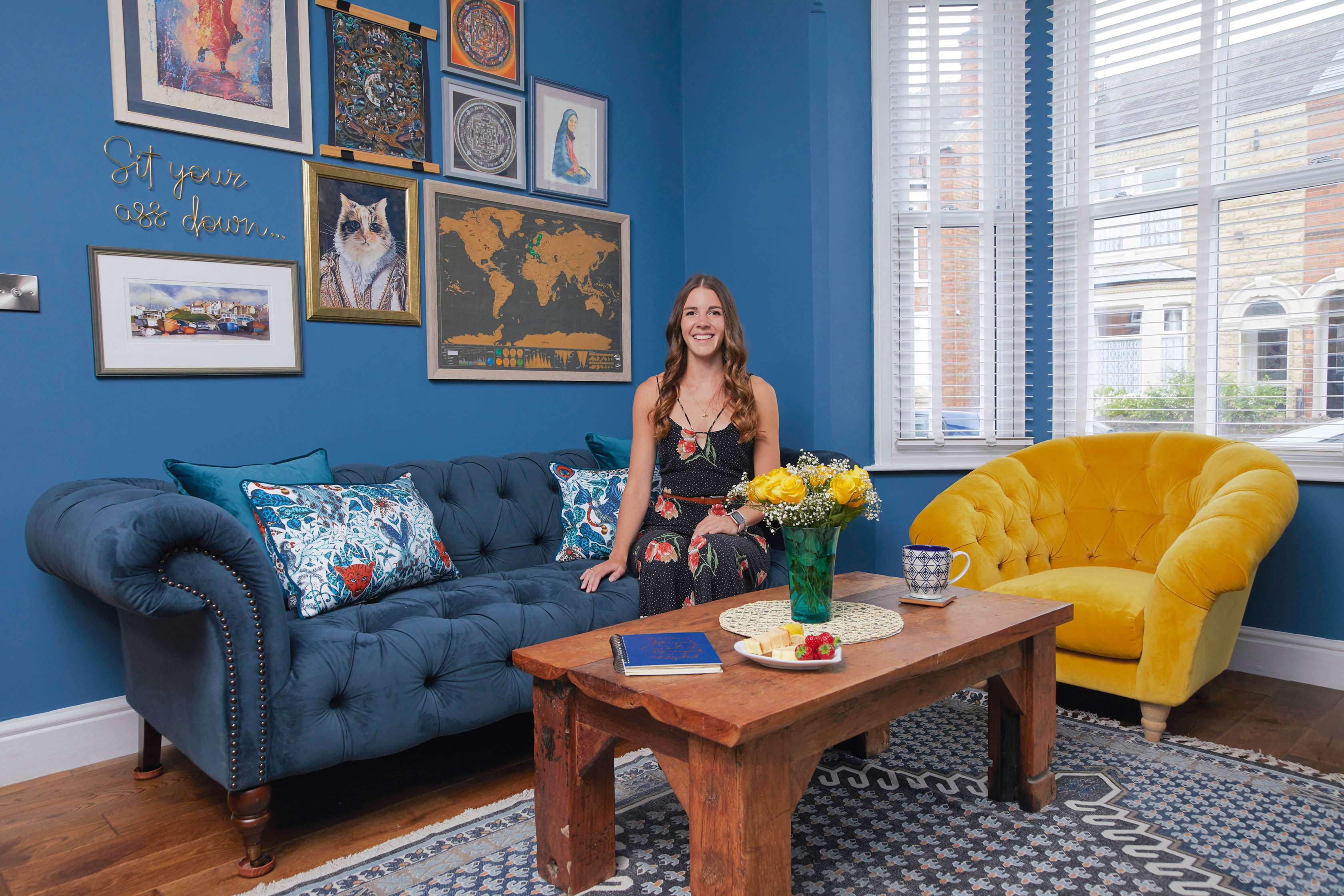 Becky in her living room