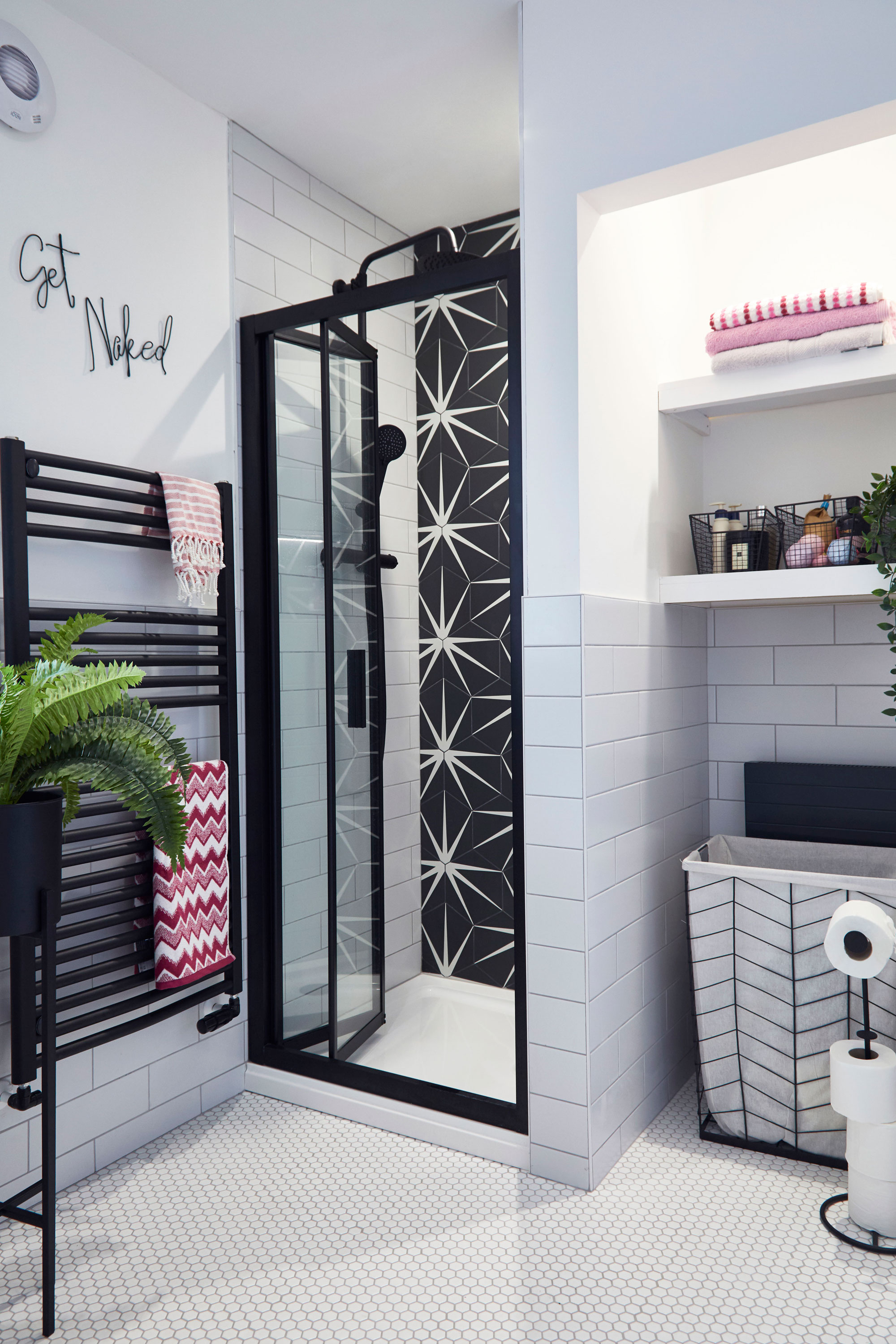 Bathroom makeover: 'I surprised my family with a sleek new bathroom' The old scheme had a too-large shower, which left little room for storage. The new enclosure is a more practical size, so Emily could add much-needed shelving next to it